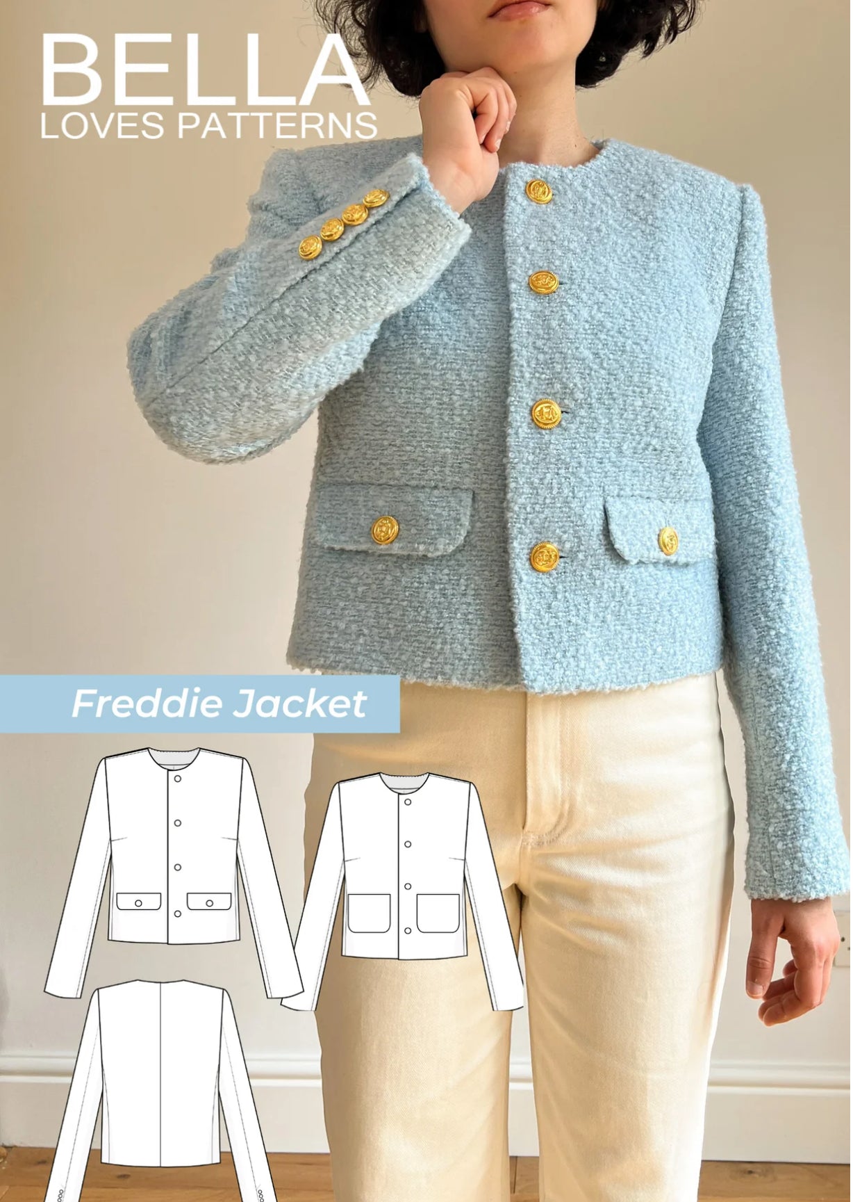 Sewing Kit - Dulce Skirt & Freddie Jacket in Black Wool Boucle Tweed