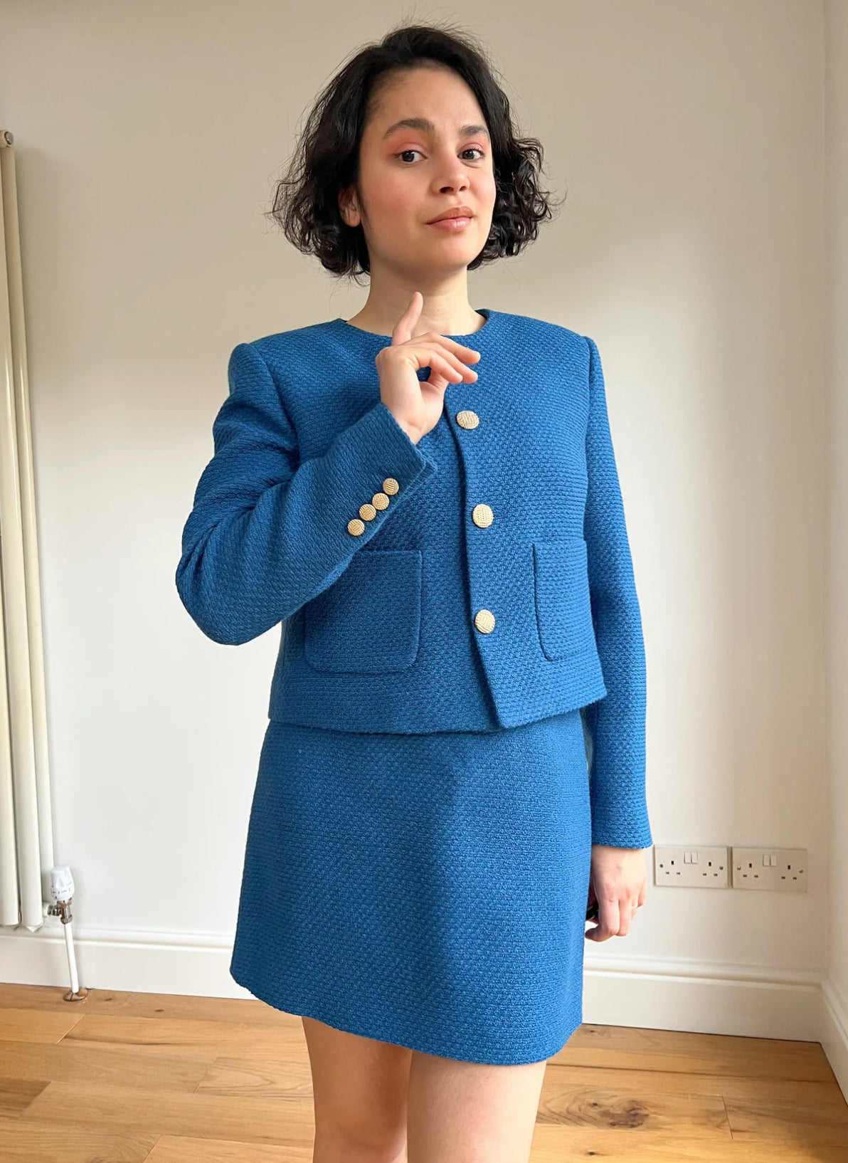 Sewing Kit - Dulce Skirt & Freddie Jacket in Black Wool Boucle Tweed