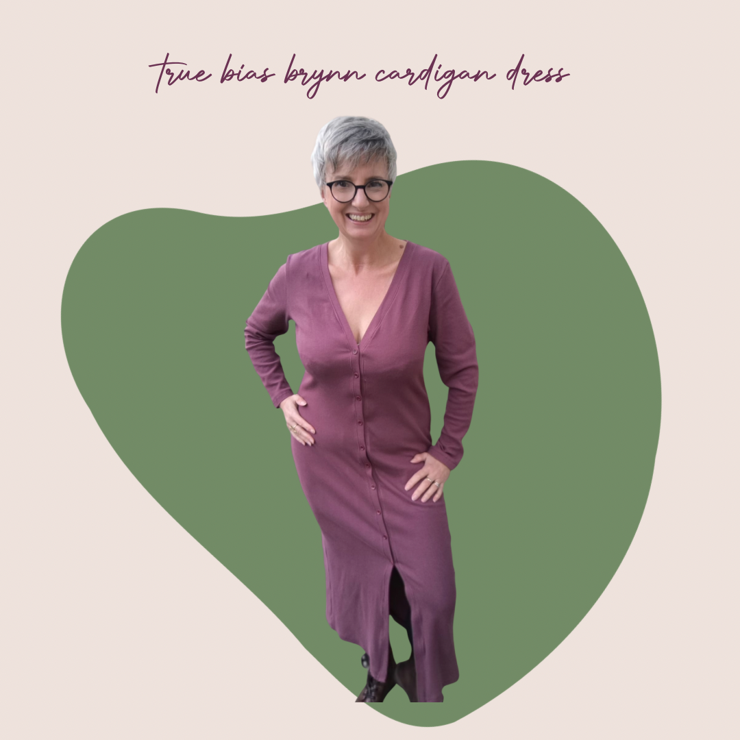 Sewing Kit -True Bias Brynn Cardigan Dress Sewing Kit in Cosy Cotton Ribbed Jersey (multiple Colour options)