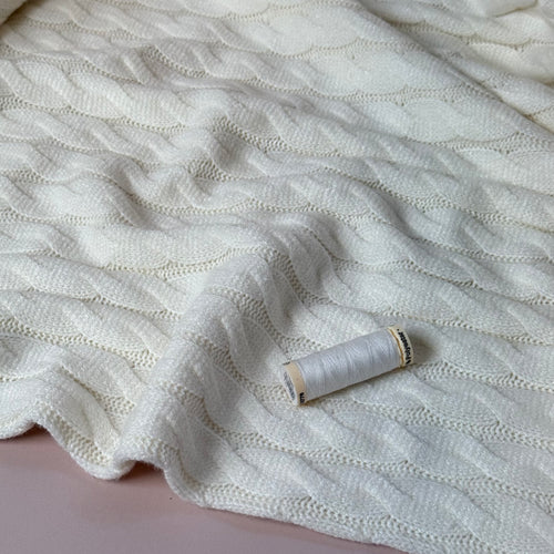 Nordic Rayon Blend Cable Knit in Off-White