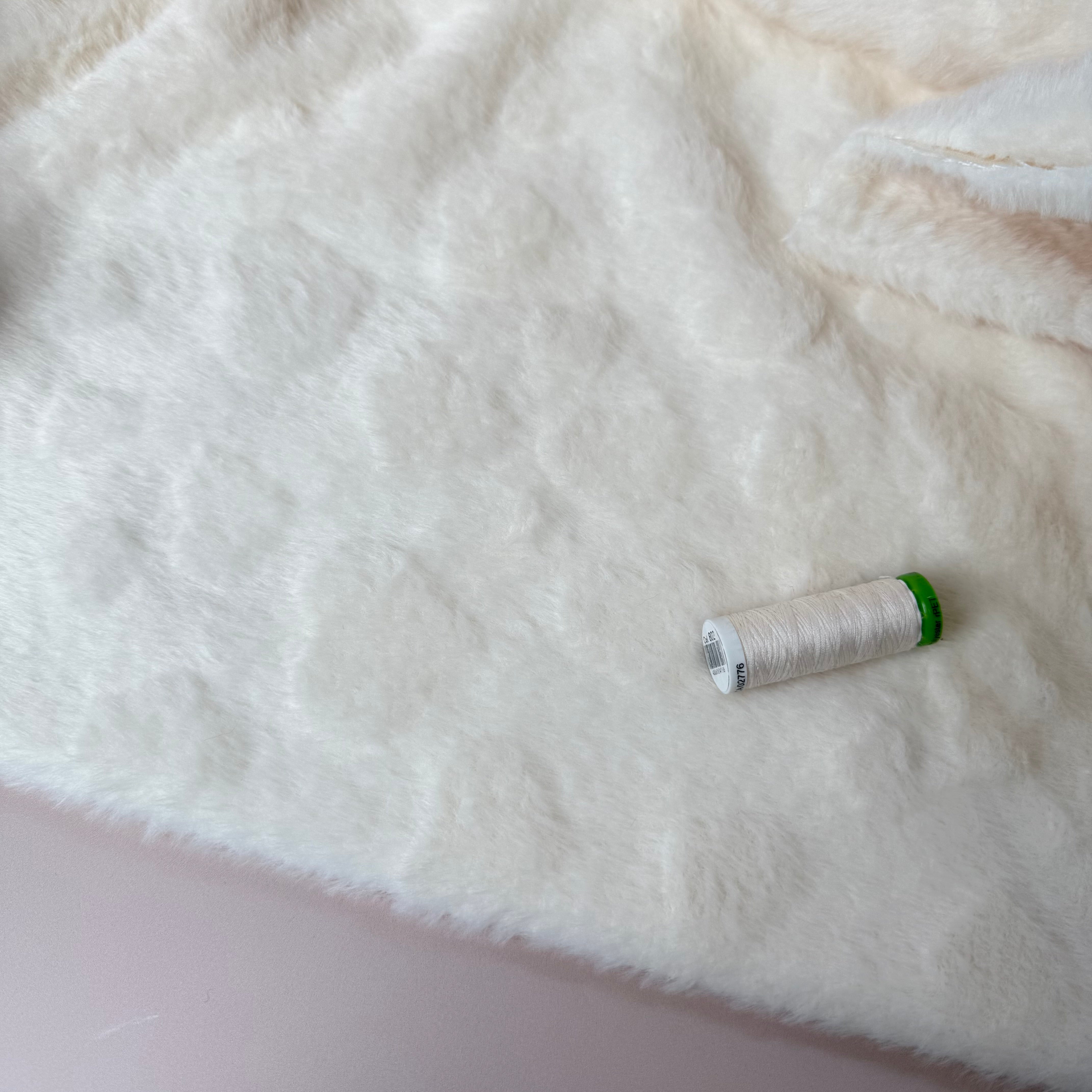 Fur Fabric with Hearts in Off-White