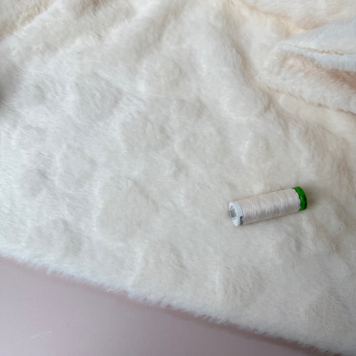 Fur Fabric with Hearts in Off-White