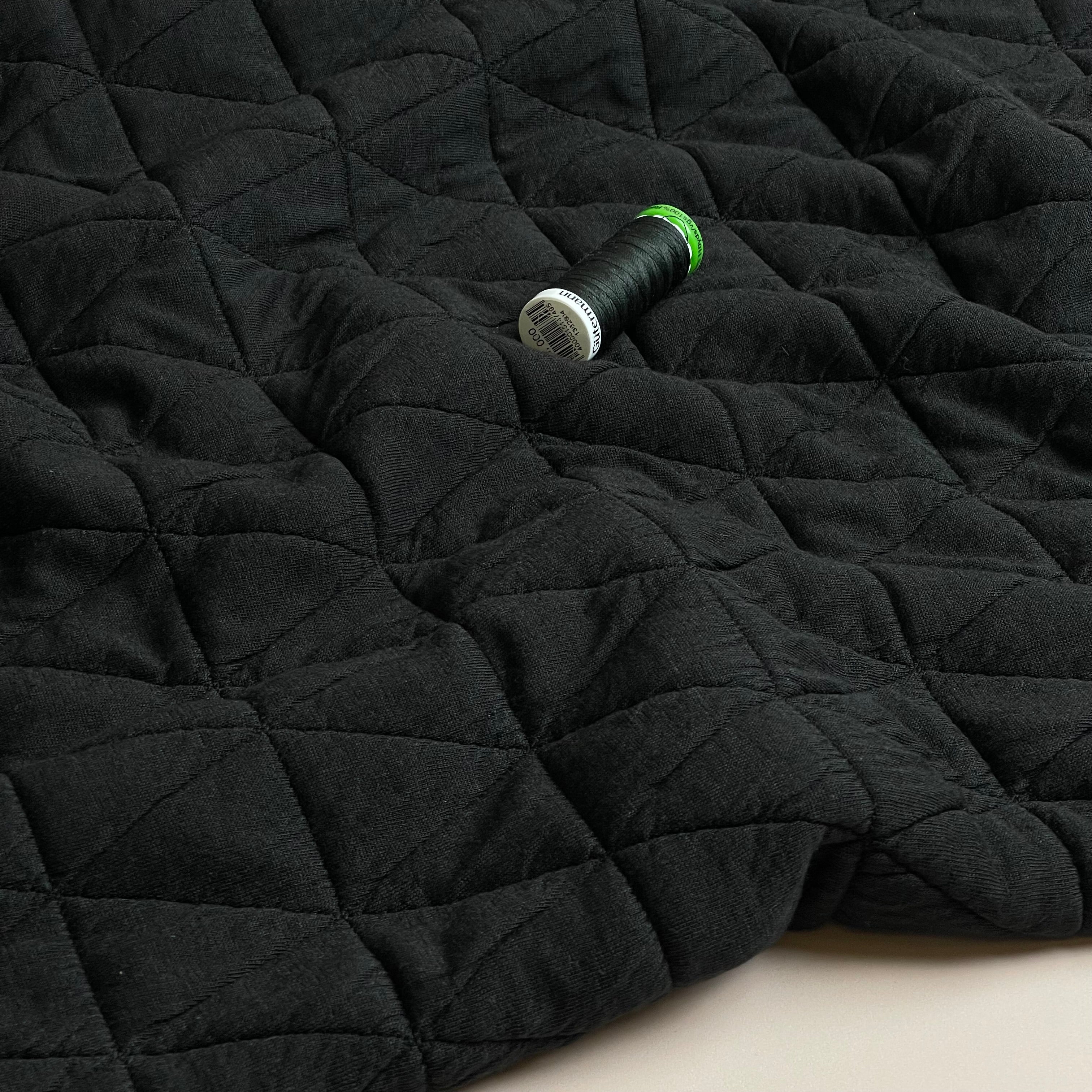 Triangles in Black Quilted Knit