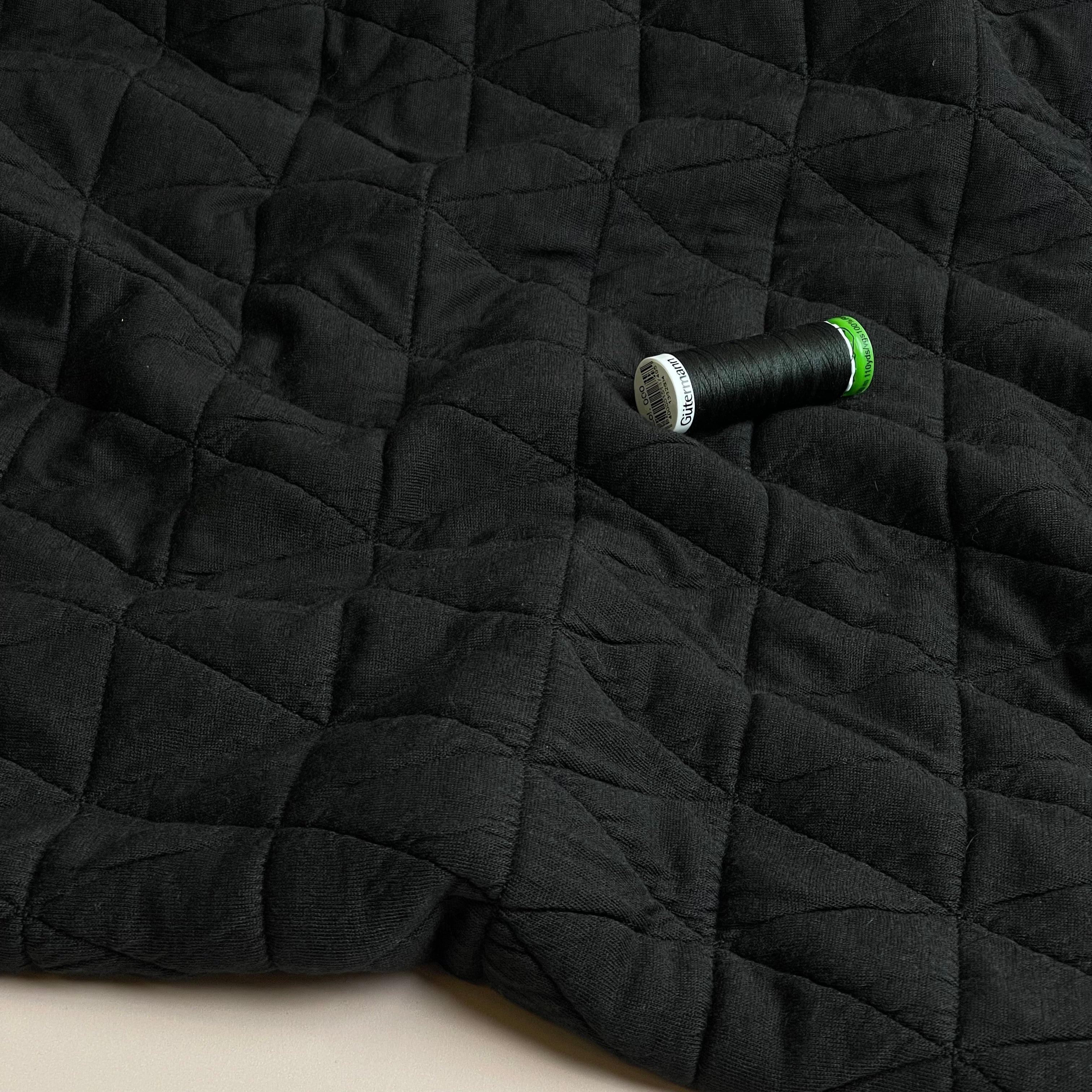 Triangles in Black Quilted Knit