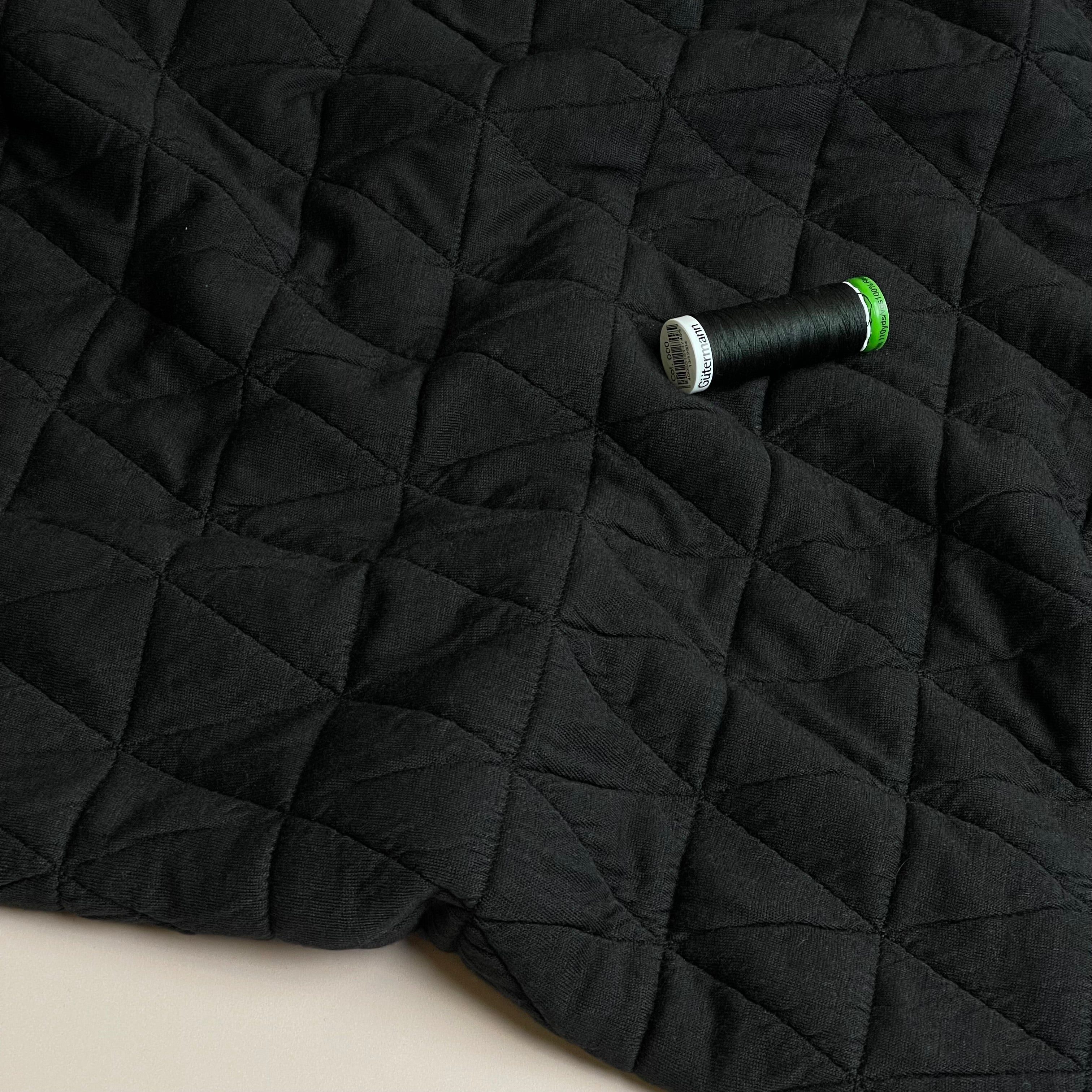 Triangles in Black Quilted Knit