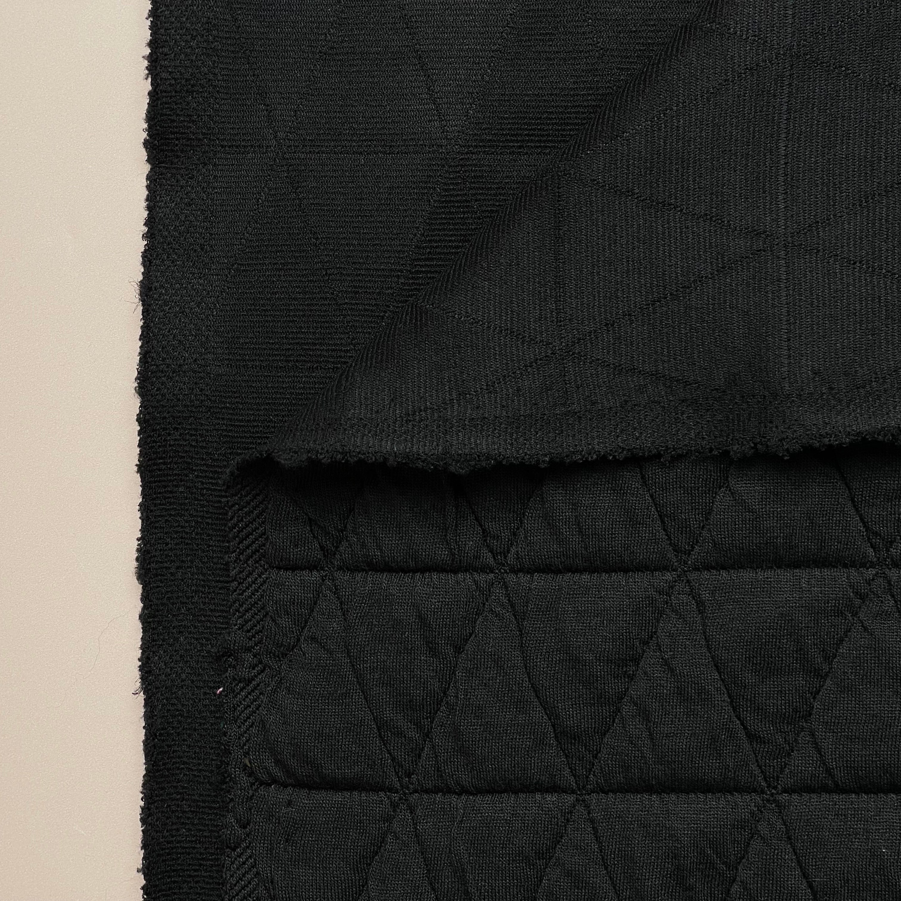 Triangles in Black Quilted Knit