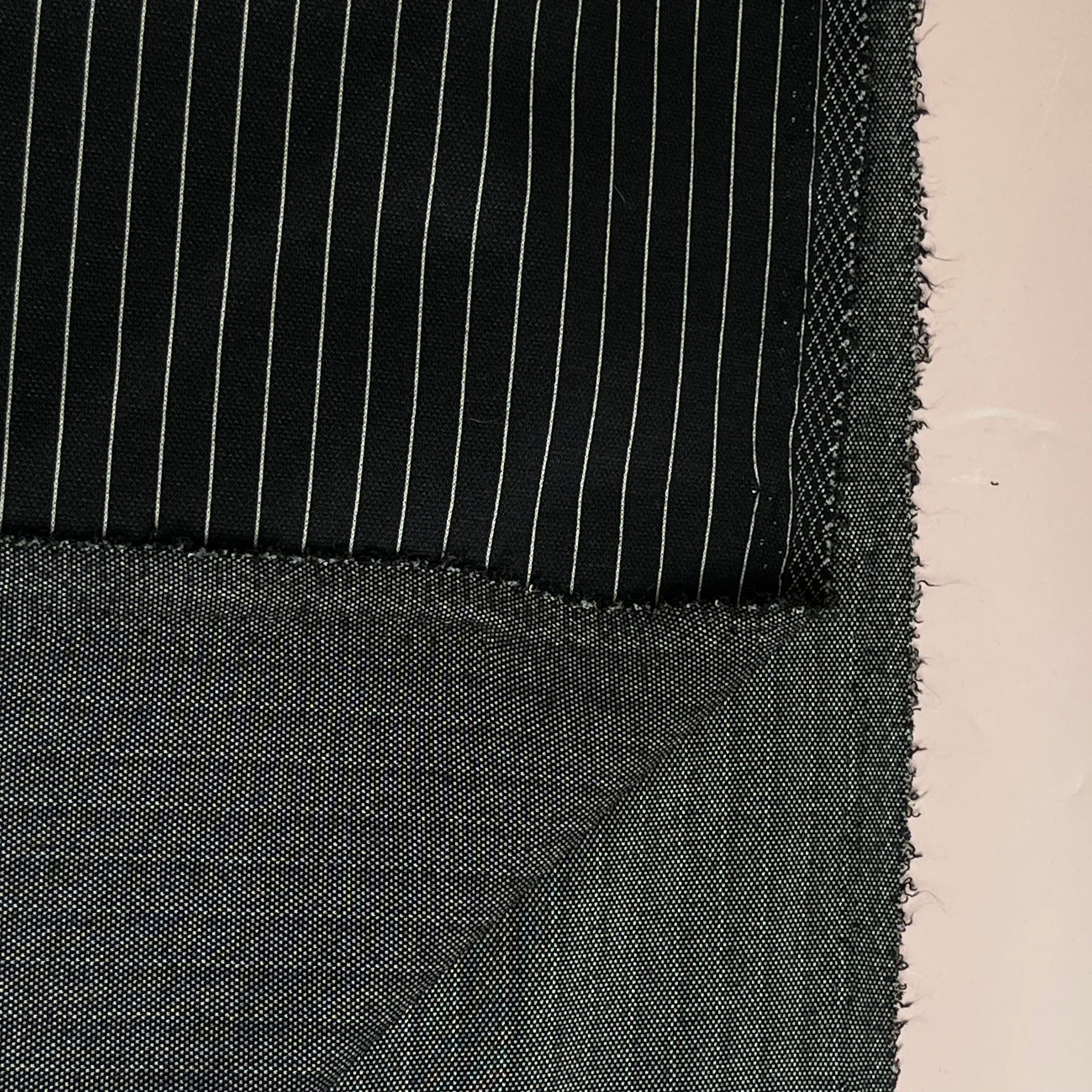 Black Pin Stripes Double Knit Jacquard / Ponte