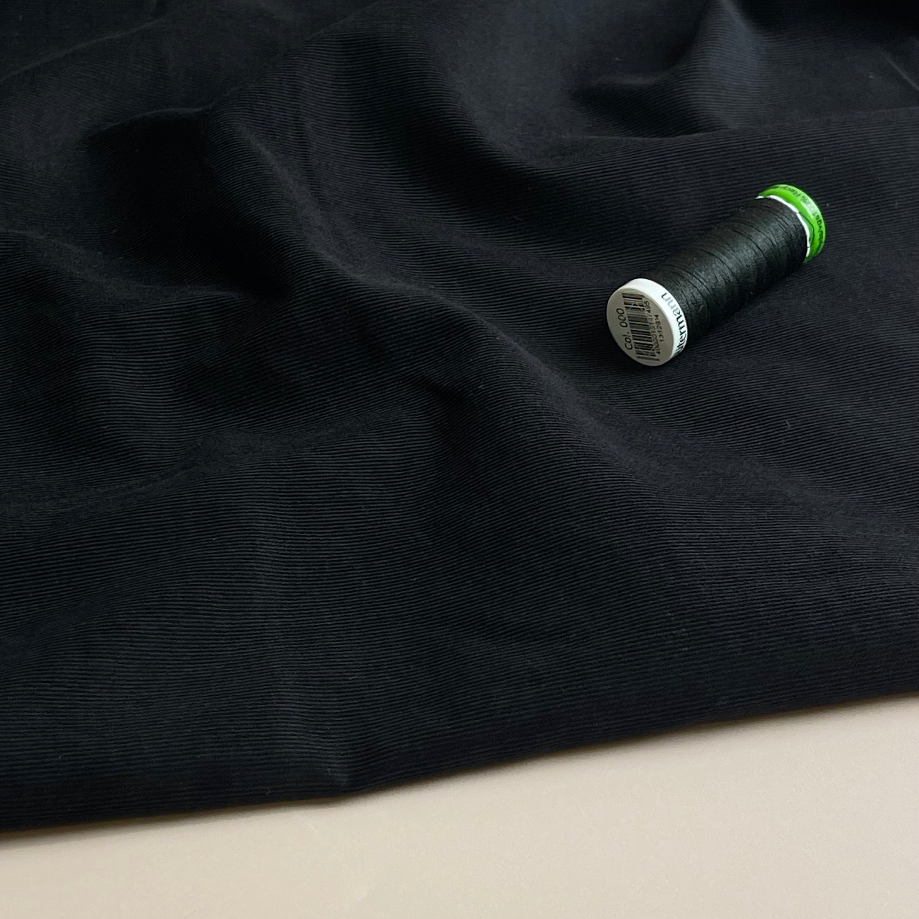 28 Wale Pure Cotton Needlecord in Black