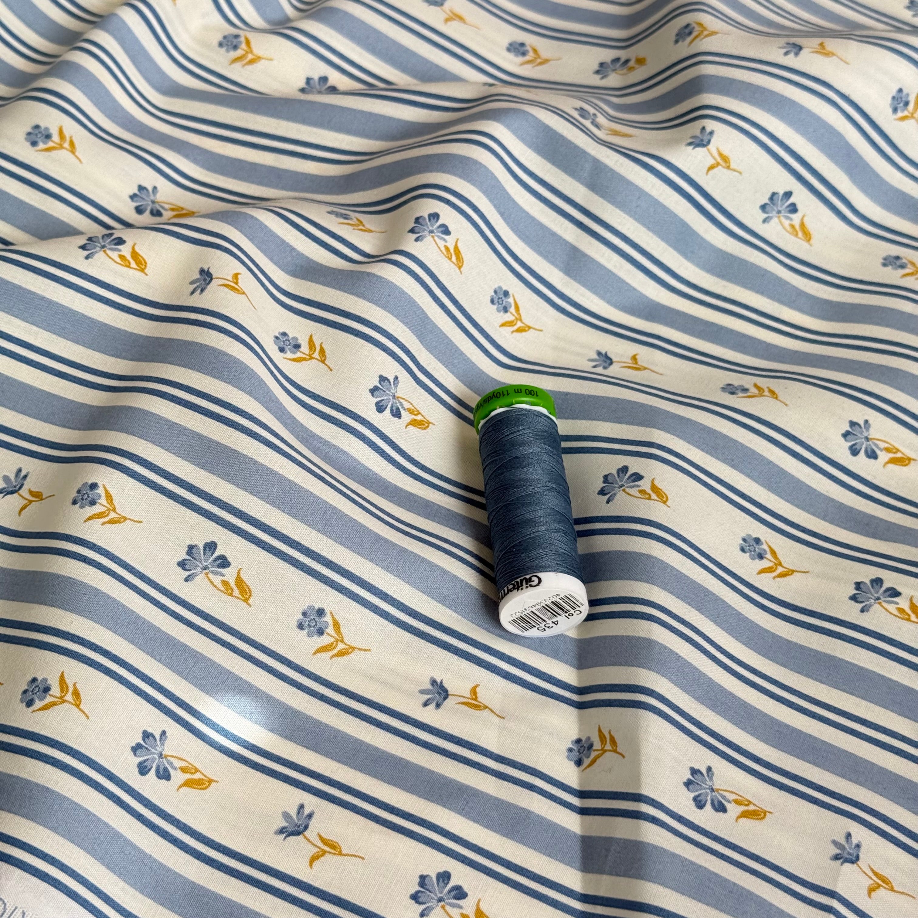 Floral Stripes Cotton Fine Poplin Fabric