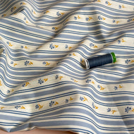 REMNANT 1.06 Metres - Floral Stripes Cotton Fine Poplin Fabric