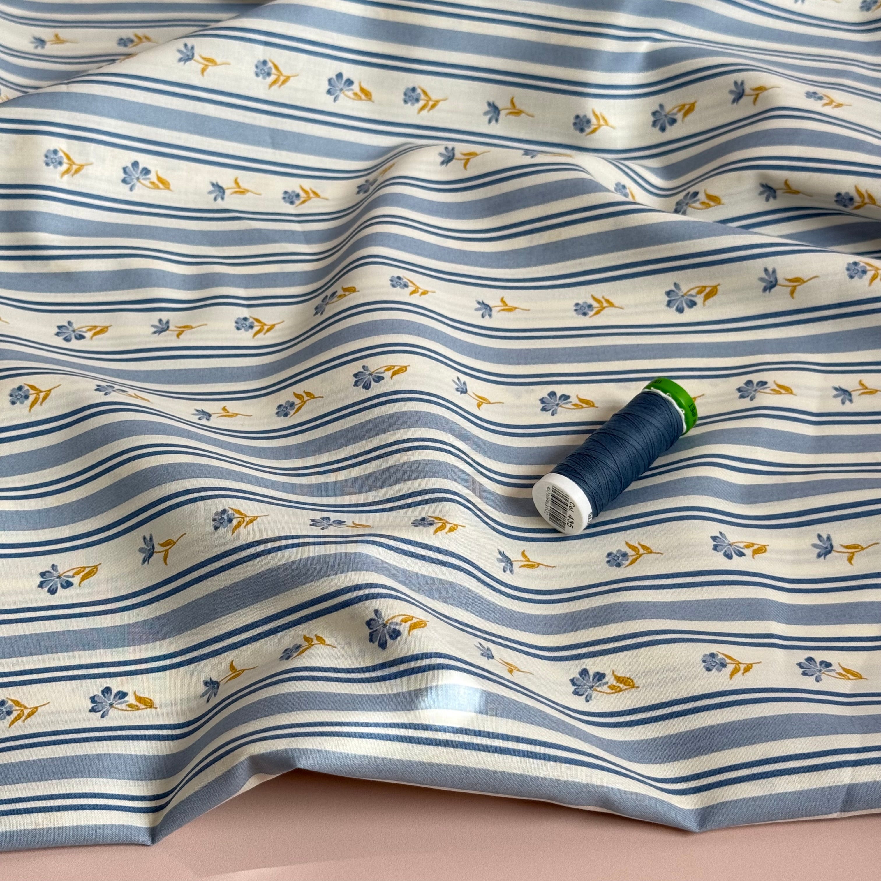 Floral Stripes Cotton Fine Poplin Fabric