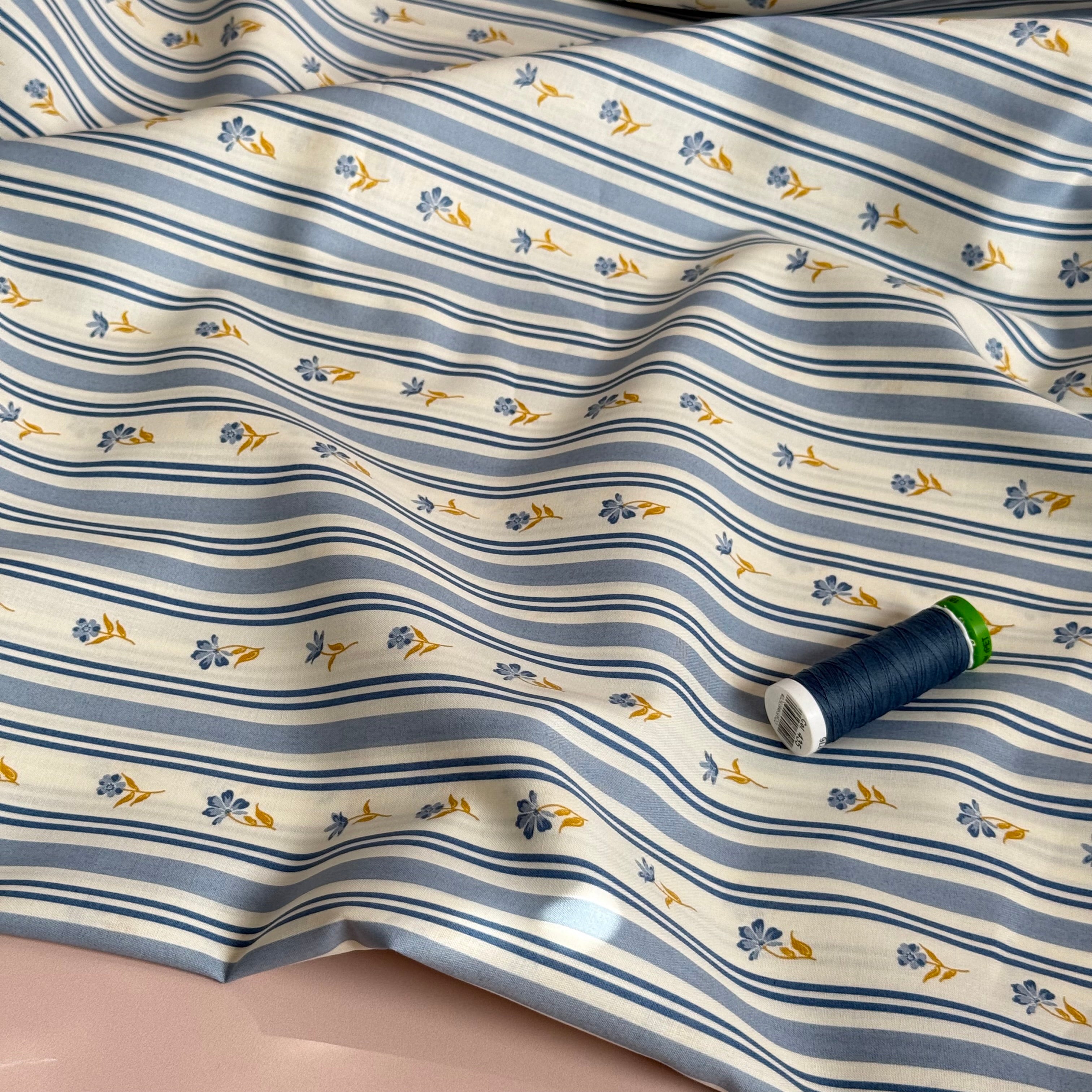 Floral Stripes Cotton Fine Poplin Fabric