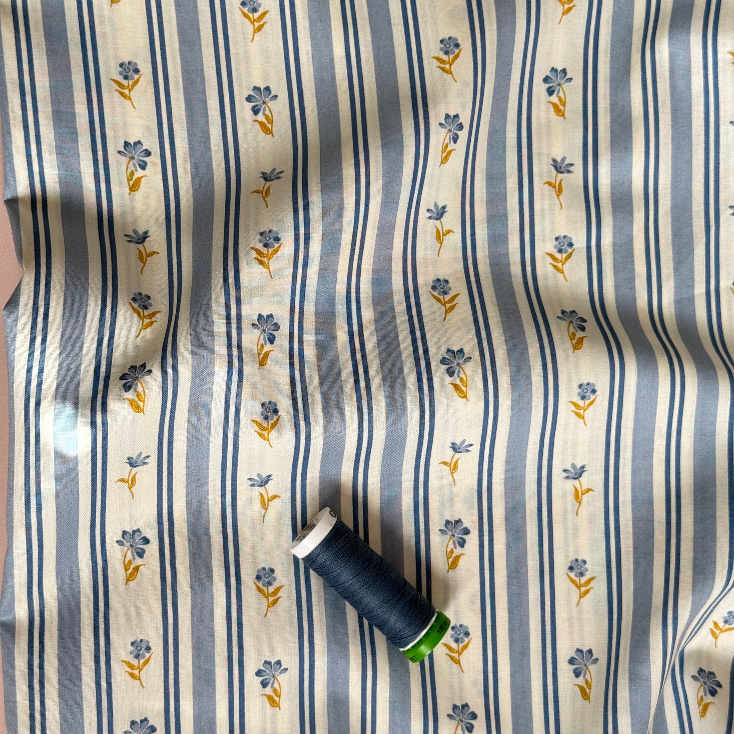 Floral Stripes Cotton Fine Poplin Fabric