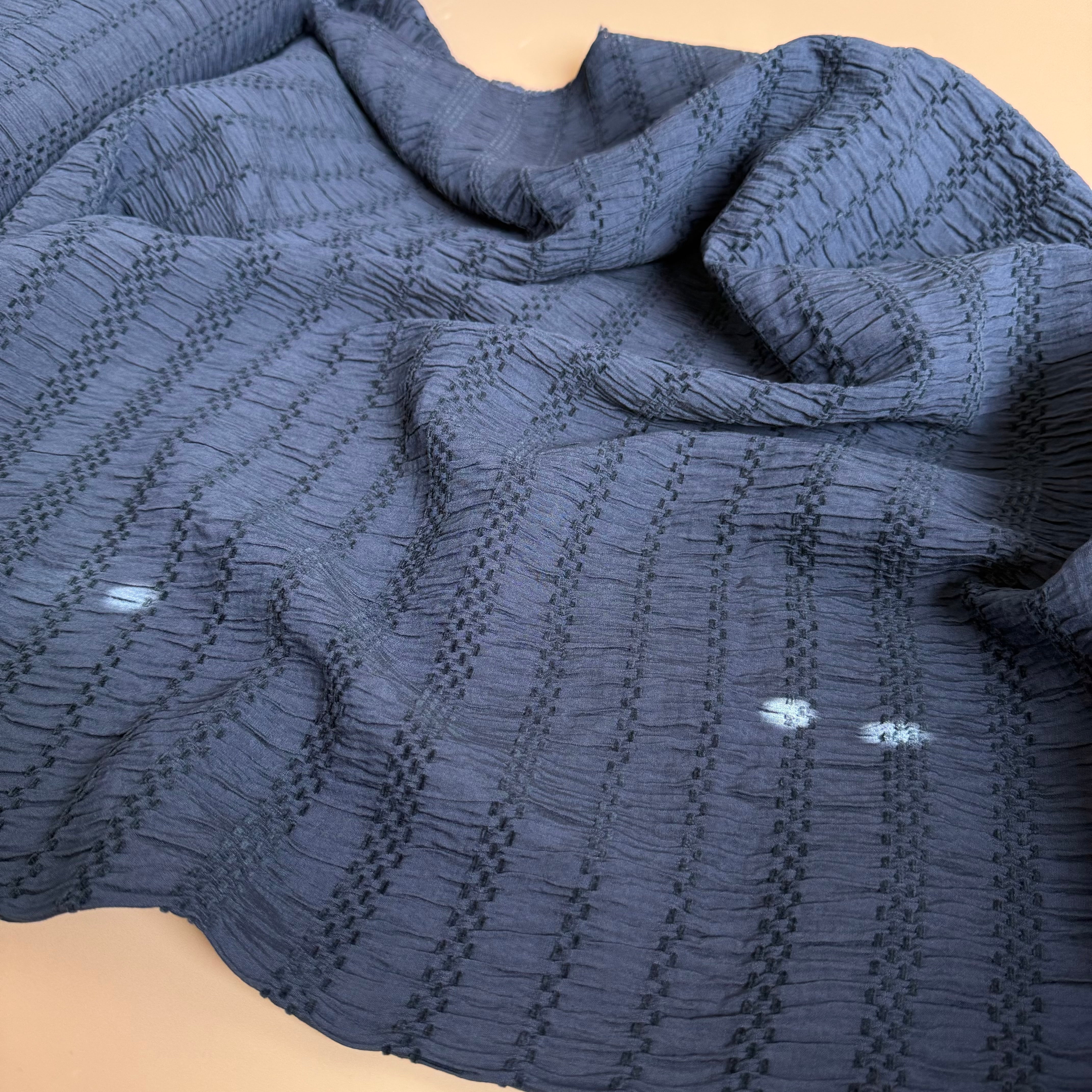 Chenille Jacquard Fabric in Navy