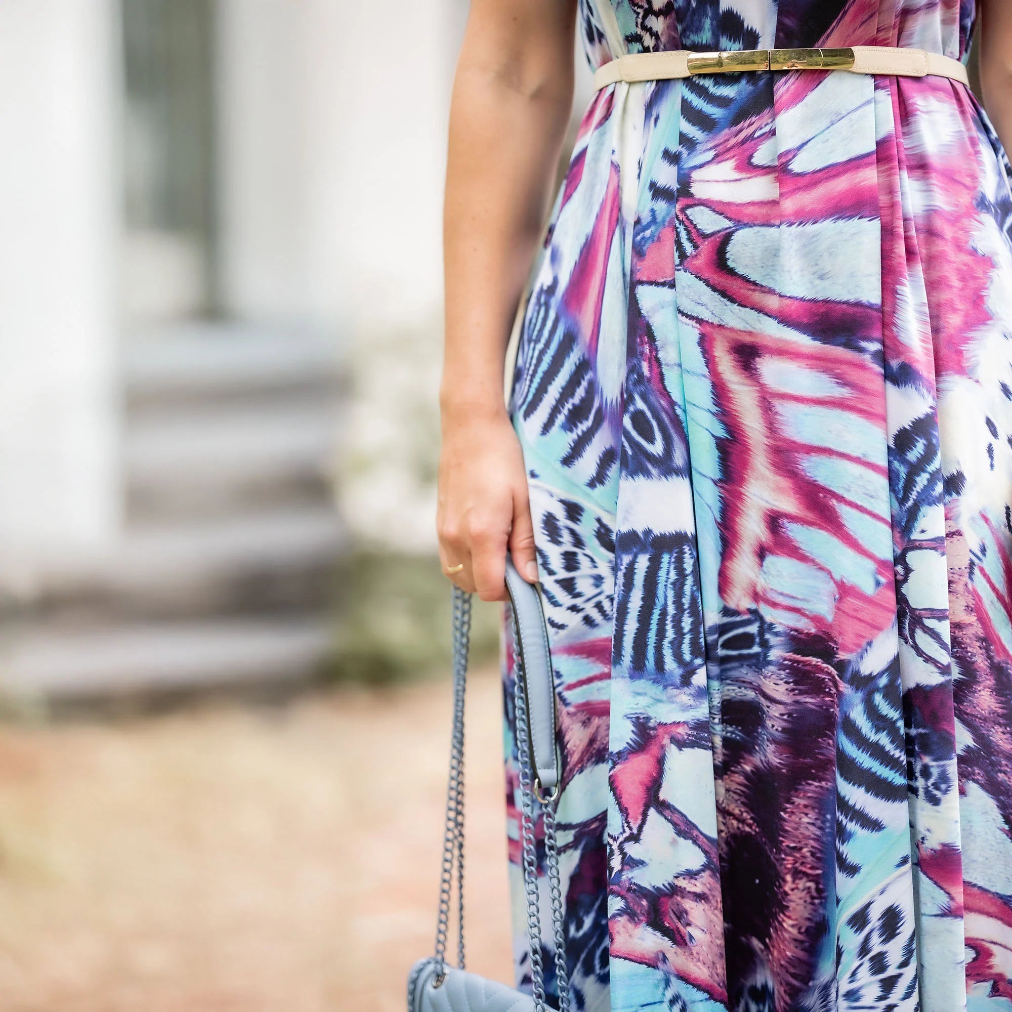 Bold Butterfly Green & Rust Viscose Sateen Fabric