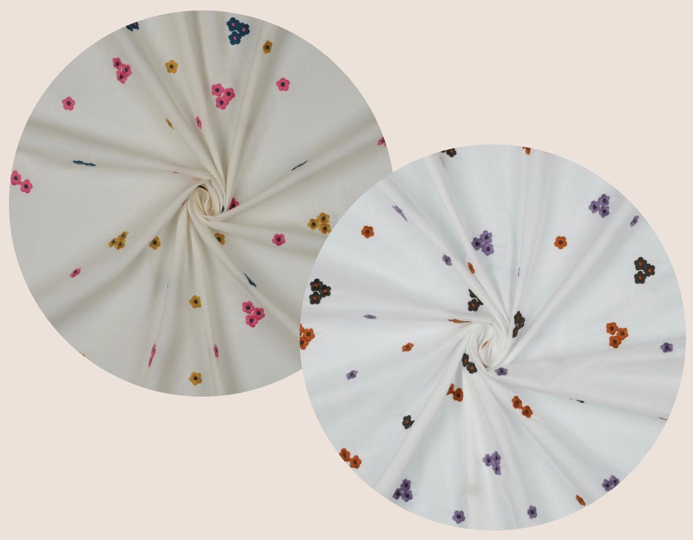 Embroidered Flowers Summer Cotton Voile Fabric