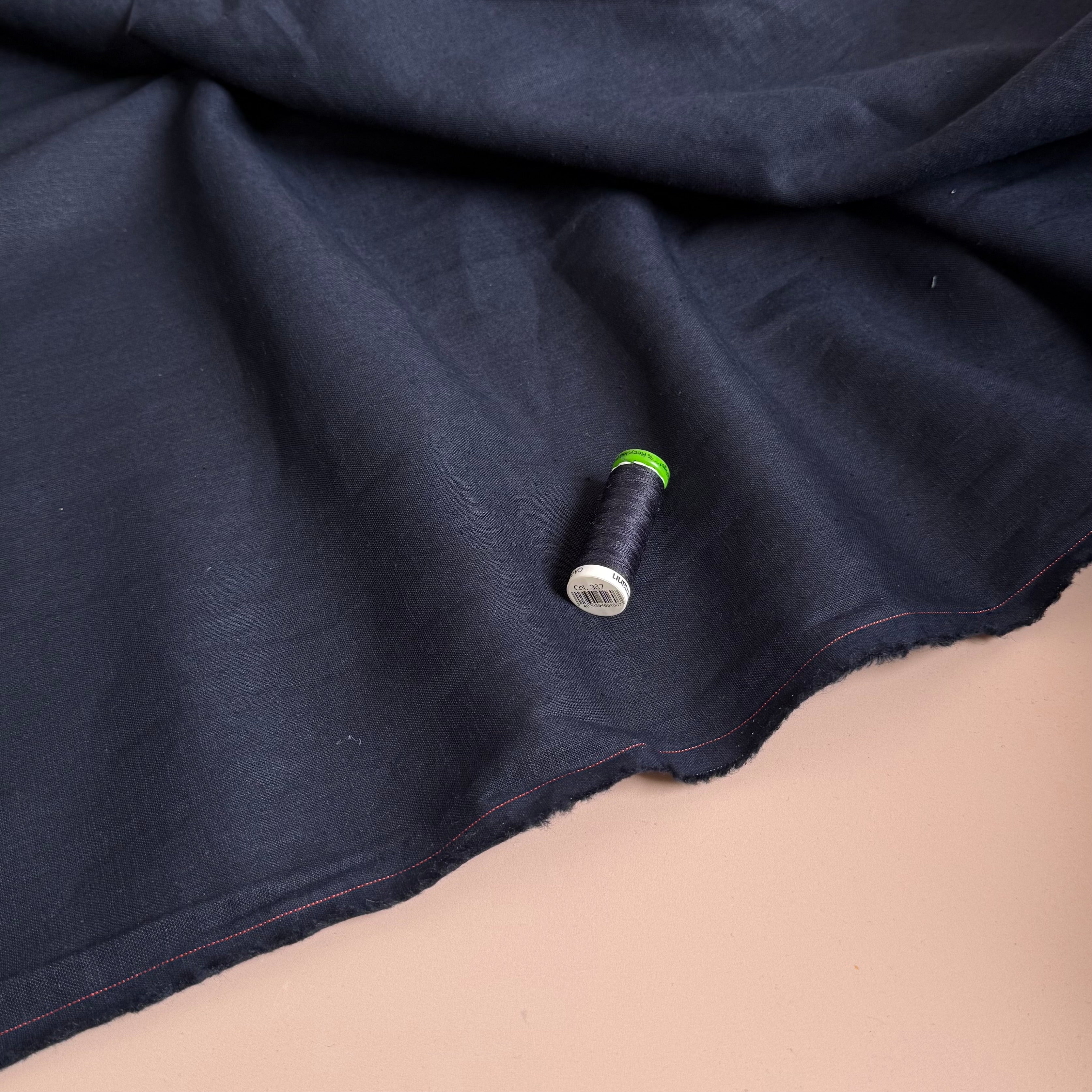 Breeze LIGHT Navy - Enzyme Washed Linen Fabric