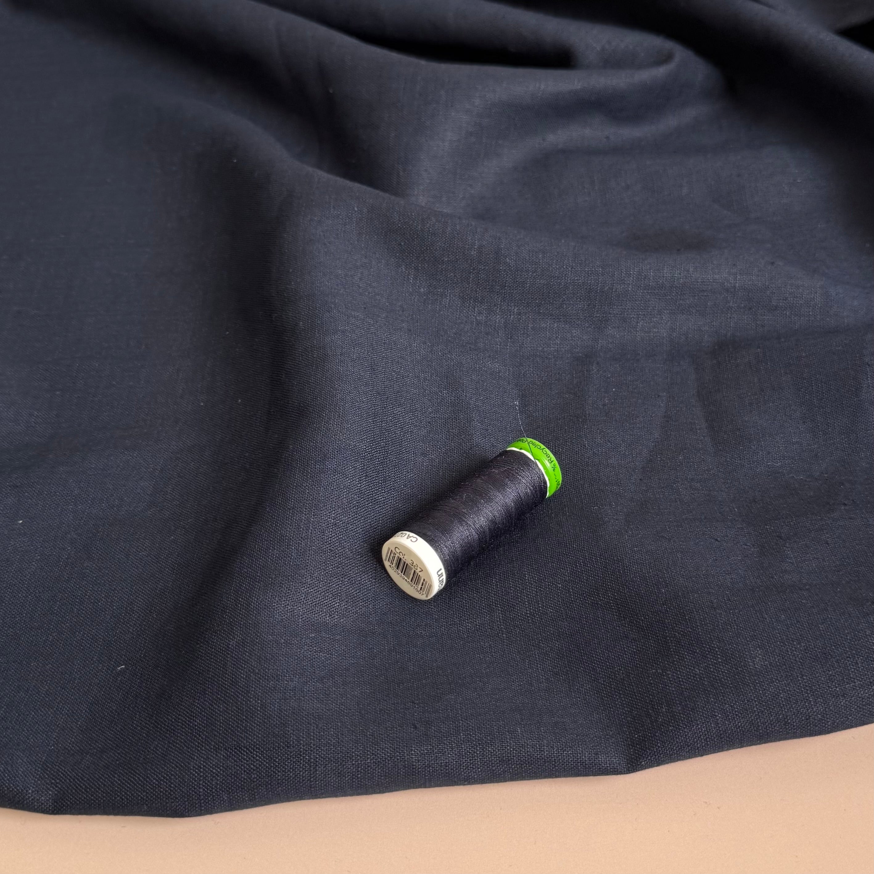 Breeze LIGHT Navy - Enzyme Washed Linen Fabric