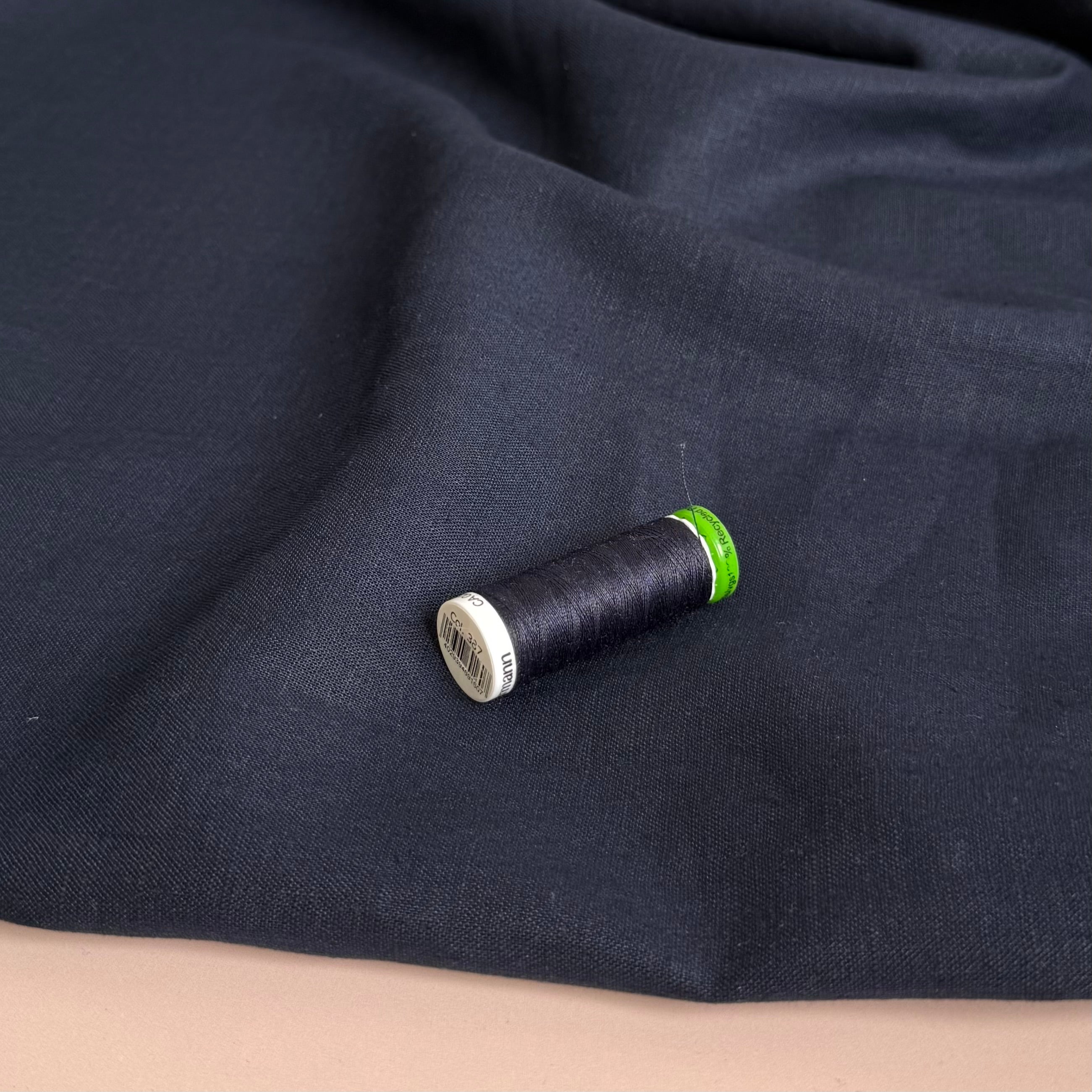Breeze LIGHT Navy - Enzyme Washed Linen Fabric