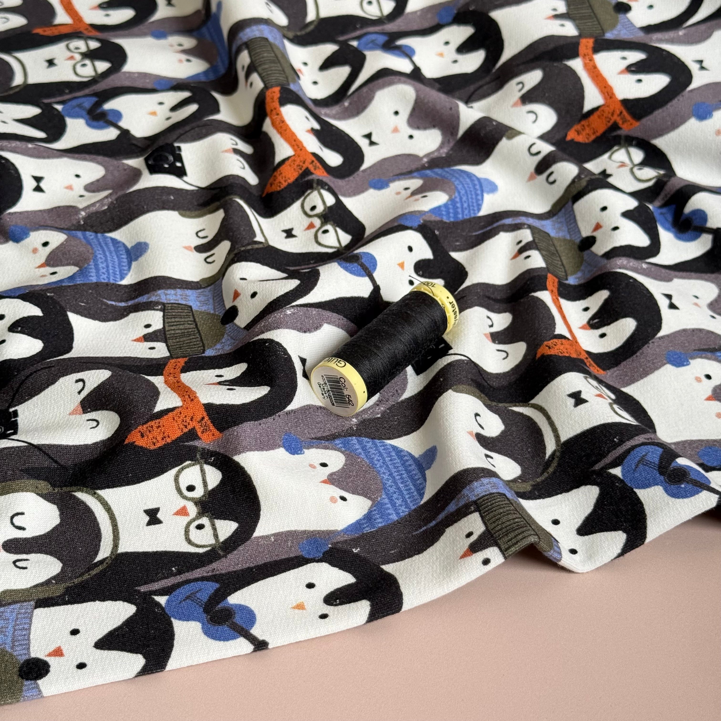 Penguin Huddle Peach Soft Cotton Sweat-shirting