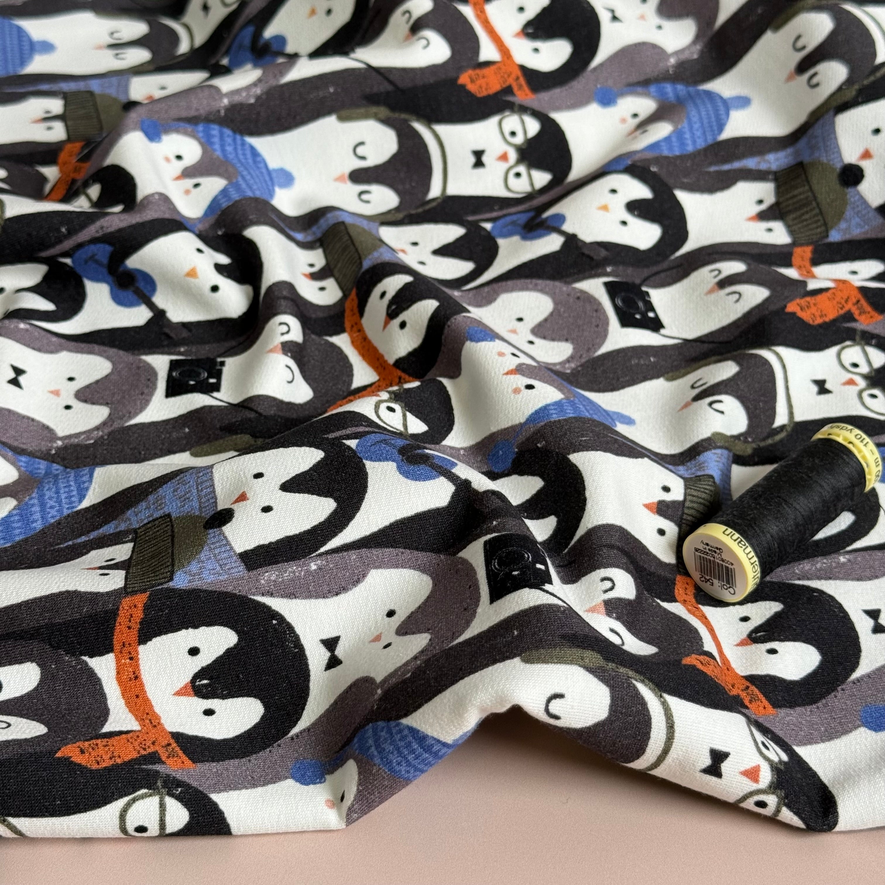 Penguin Huddle Peach Soft Cotton Sweat-shirting