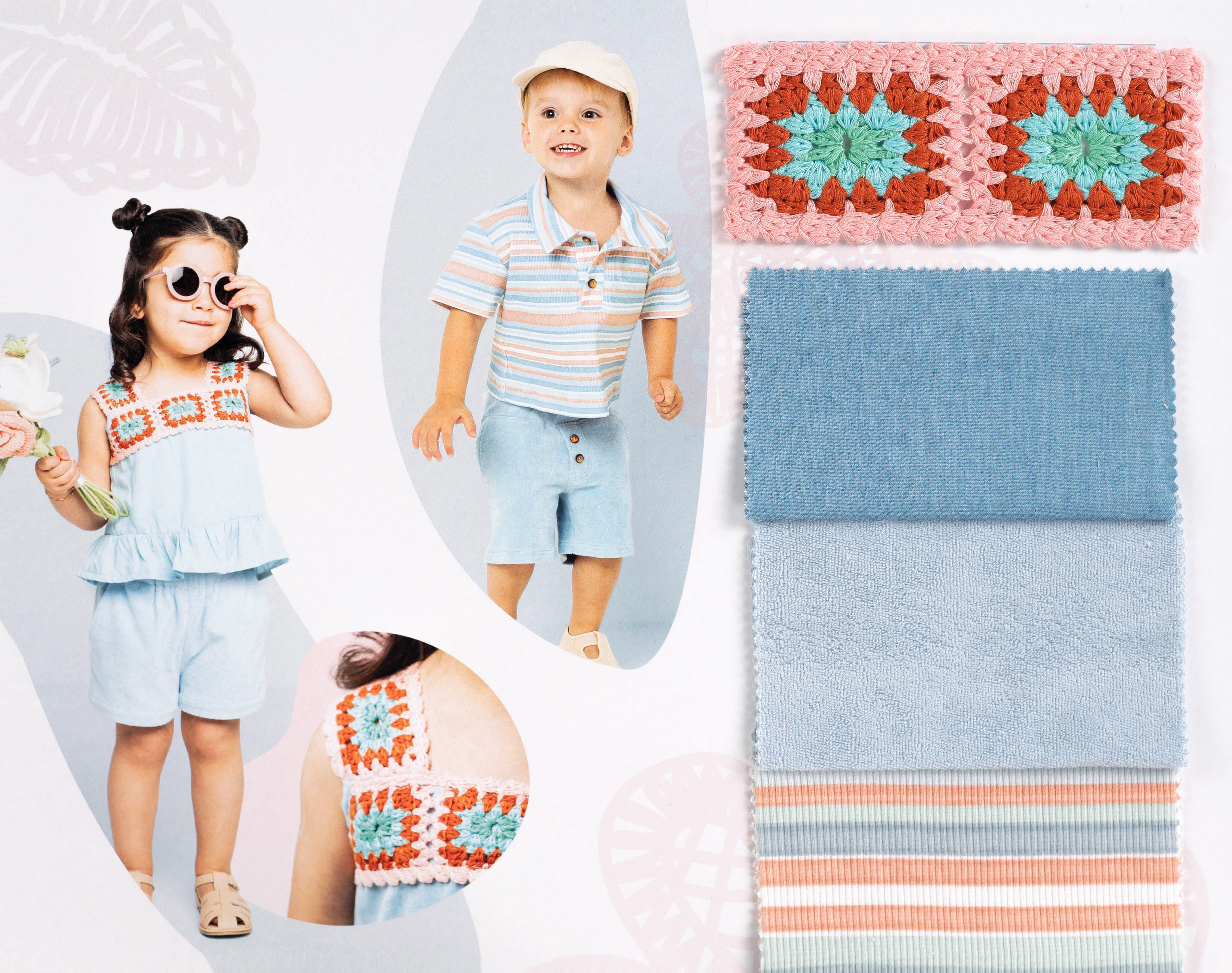 Coral Stripes Cotton Ribbed Jersey