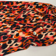 REMNANT 0.87 Metre - Abstract Animal Orange Viscose Poplin Fabric