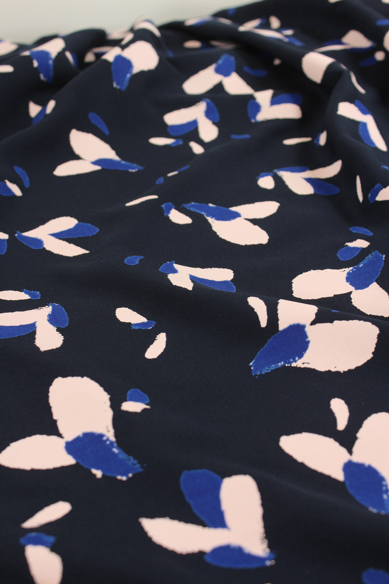 Églantine & Zoé - Petali Navy Blue Viscose Poplin Fabric