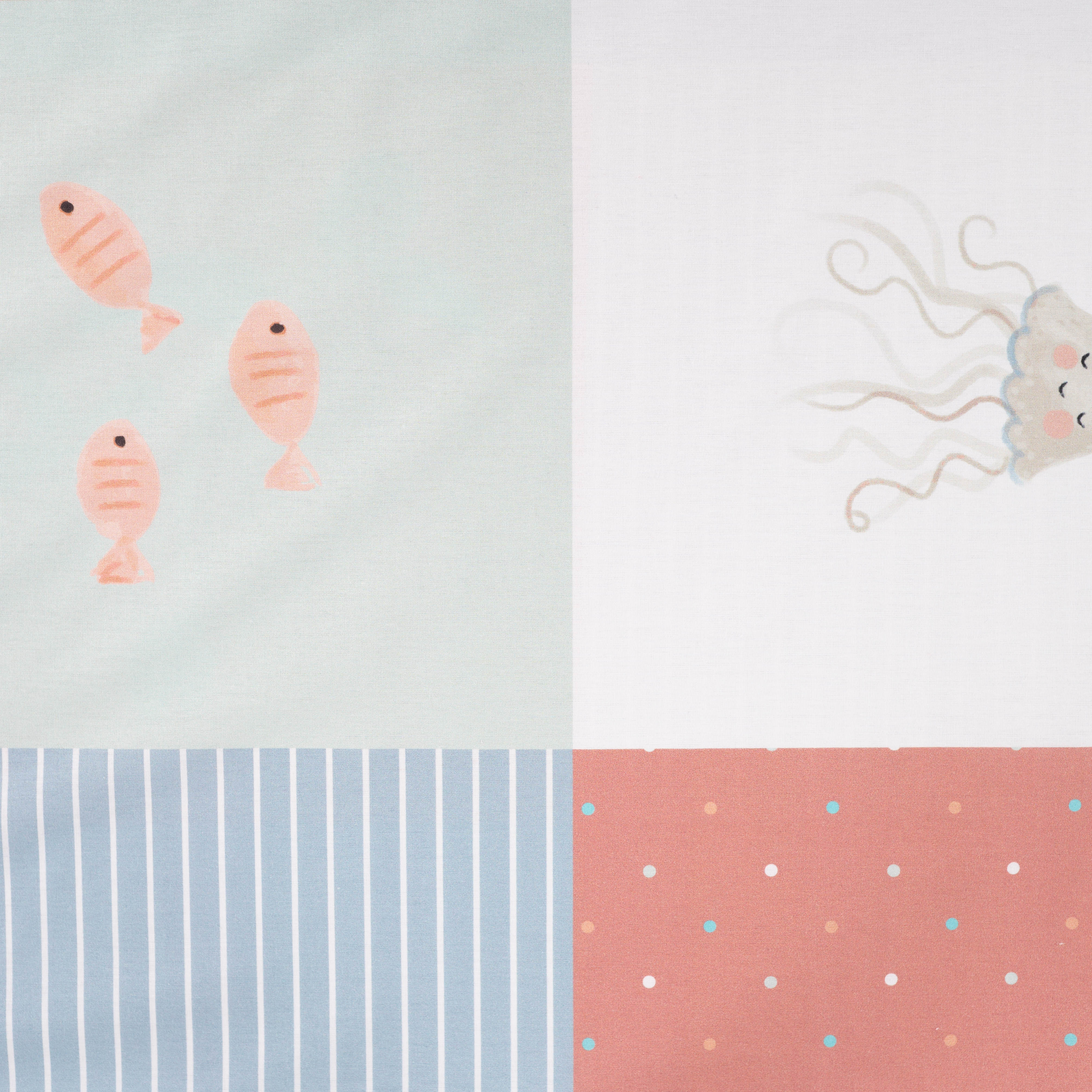Sea Life Cotton Poplin Blanket and 3D Soft Toys Sewing Panel Print