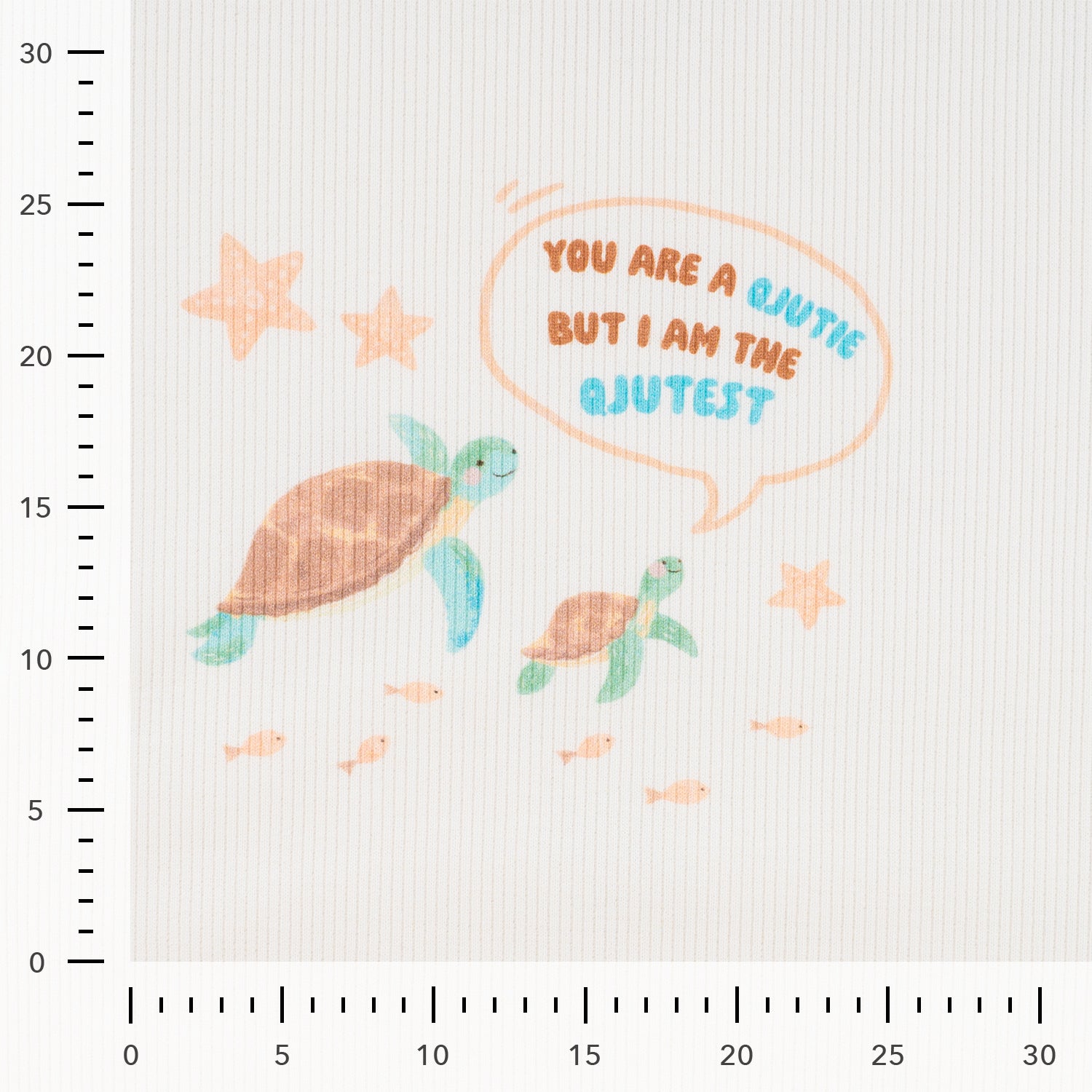 Turtles 2x2 Ribbed Cotton Jersey with Panel Print