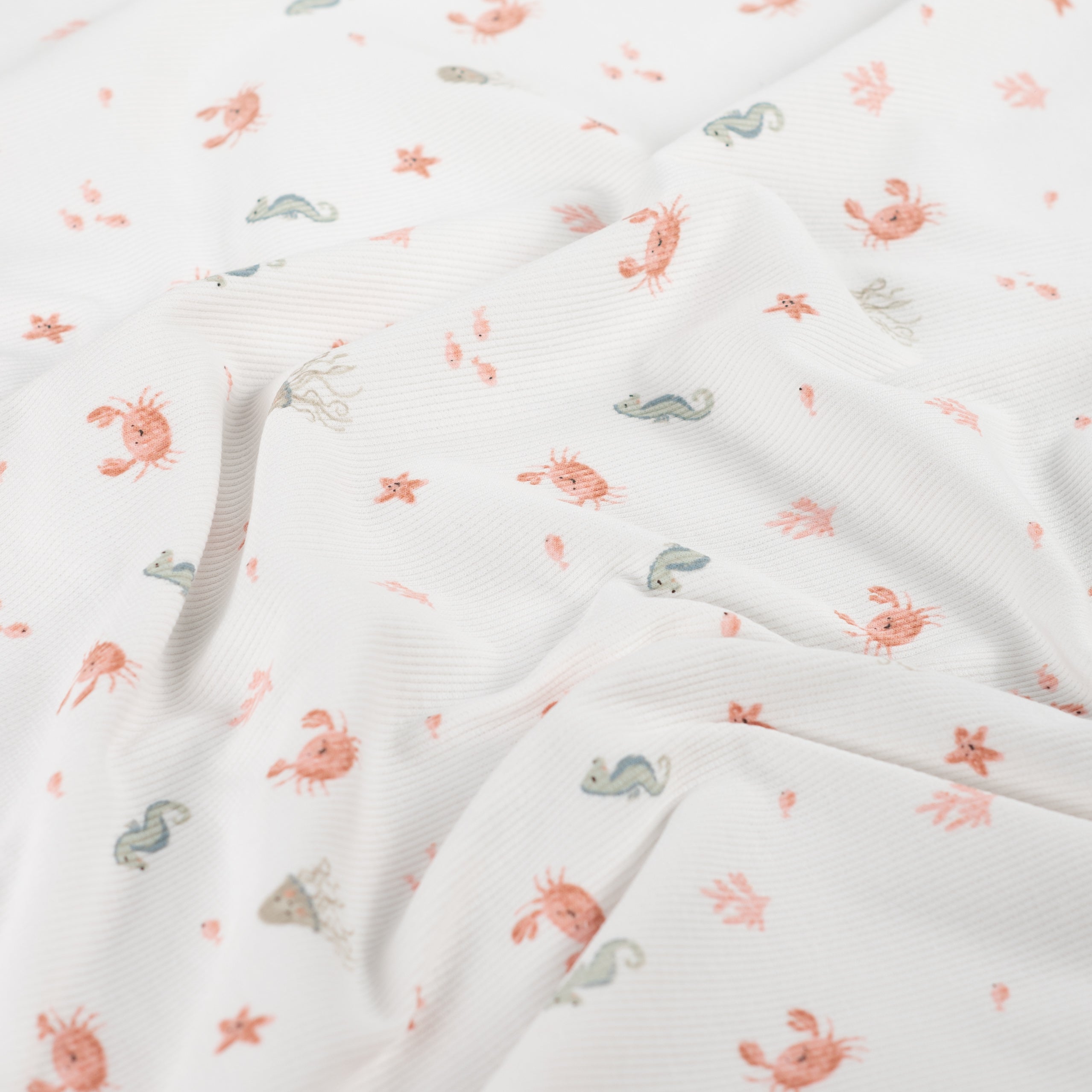 Cute Sea Creatures Cotton Ribbed Jersey