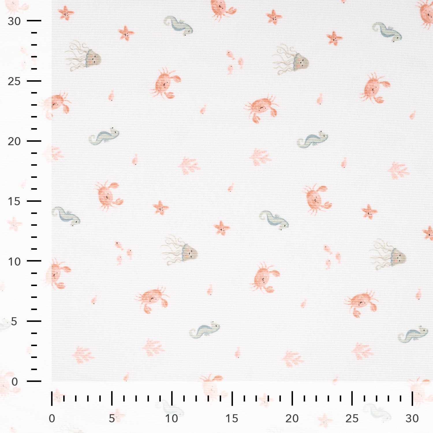 Cute Sea Creatures Cotton Ribbed Jersey