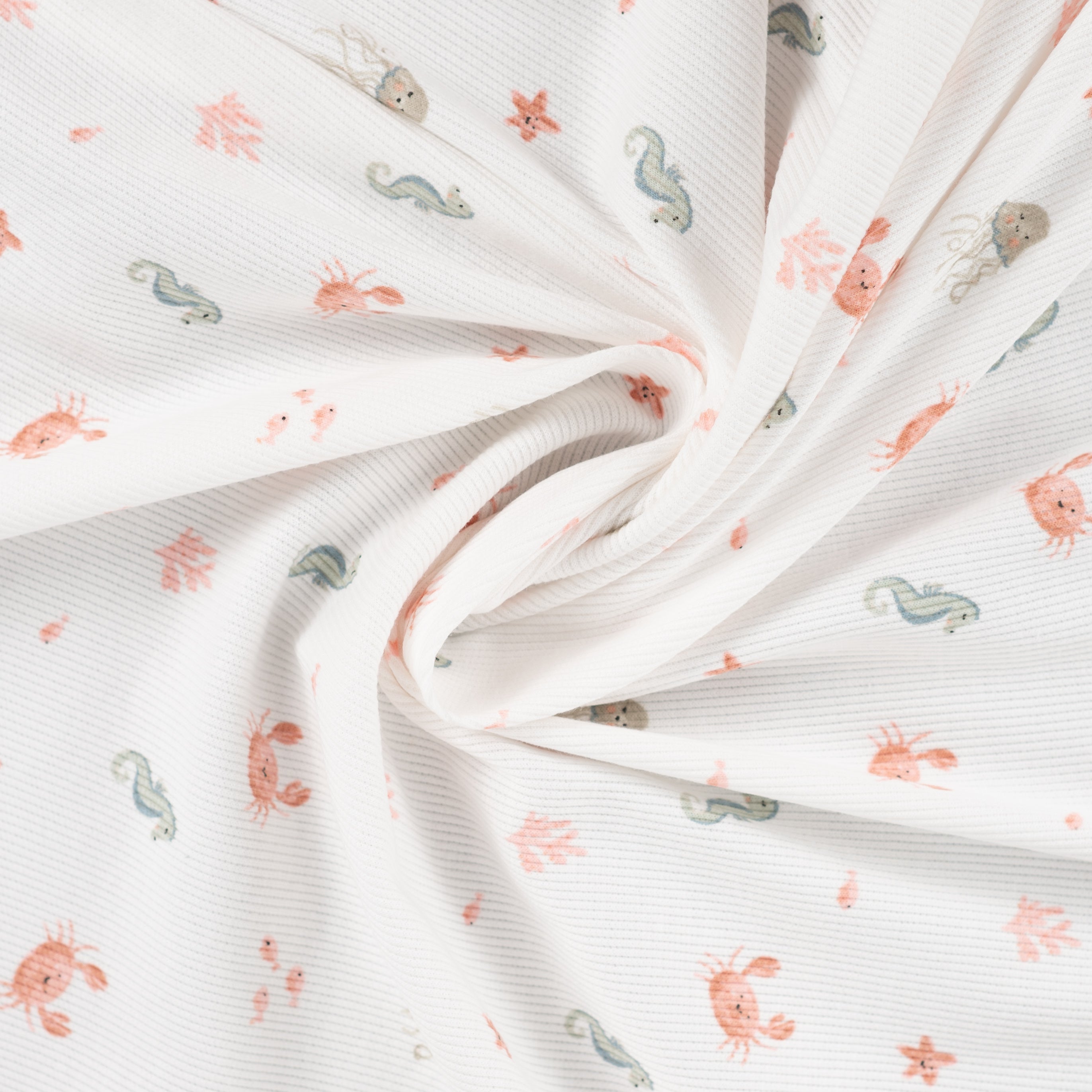 Cute Sea Creatures Cotton Ribbed Jersey