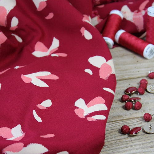 Églantine & Zoé - Petali Pomegranate Viscose Poplin Fabric