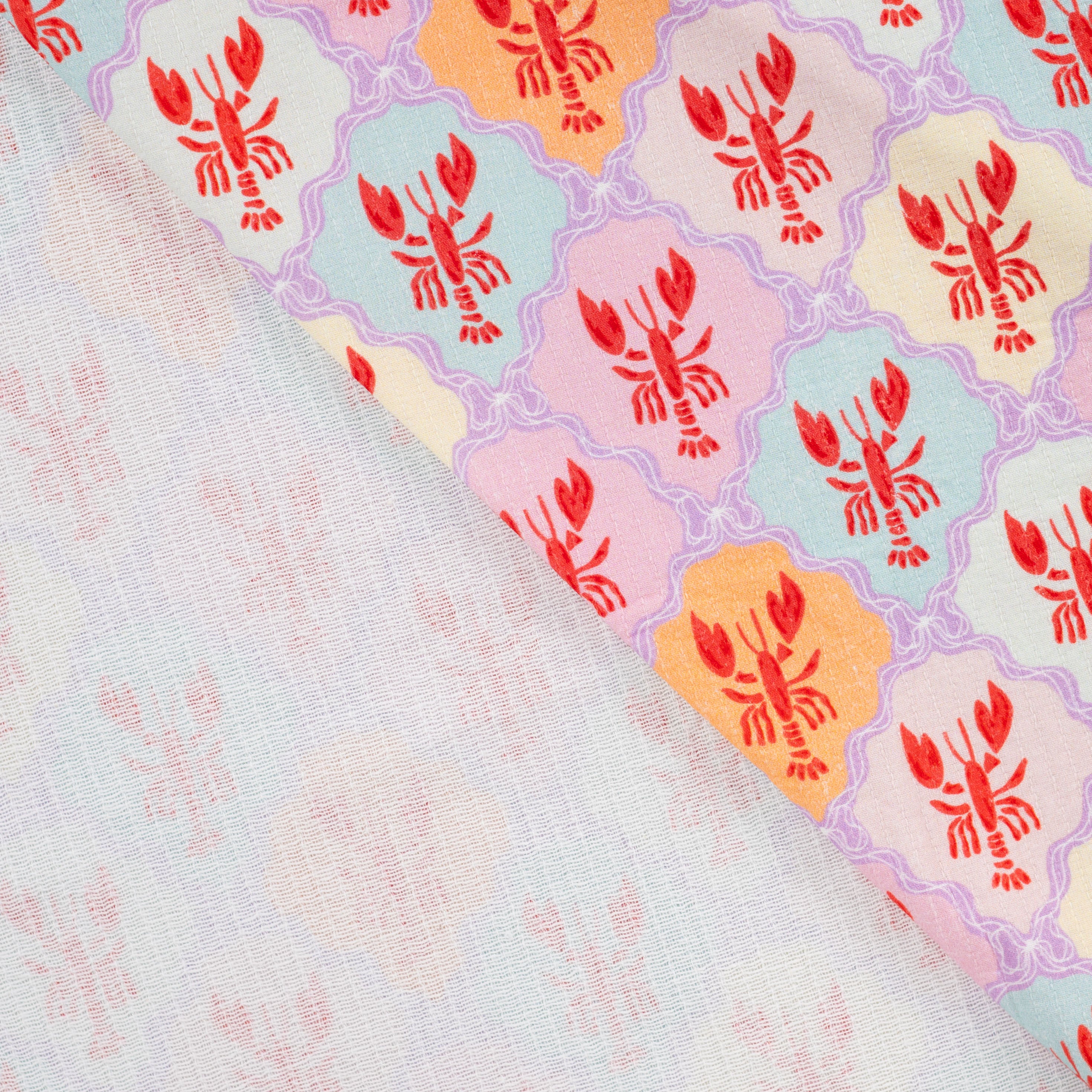 Patchwork Lobsters Cotton Jacquard Fabric