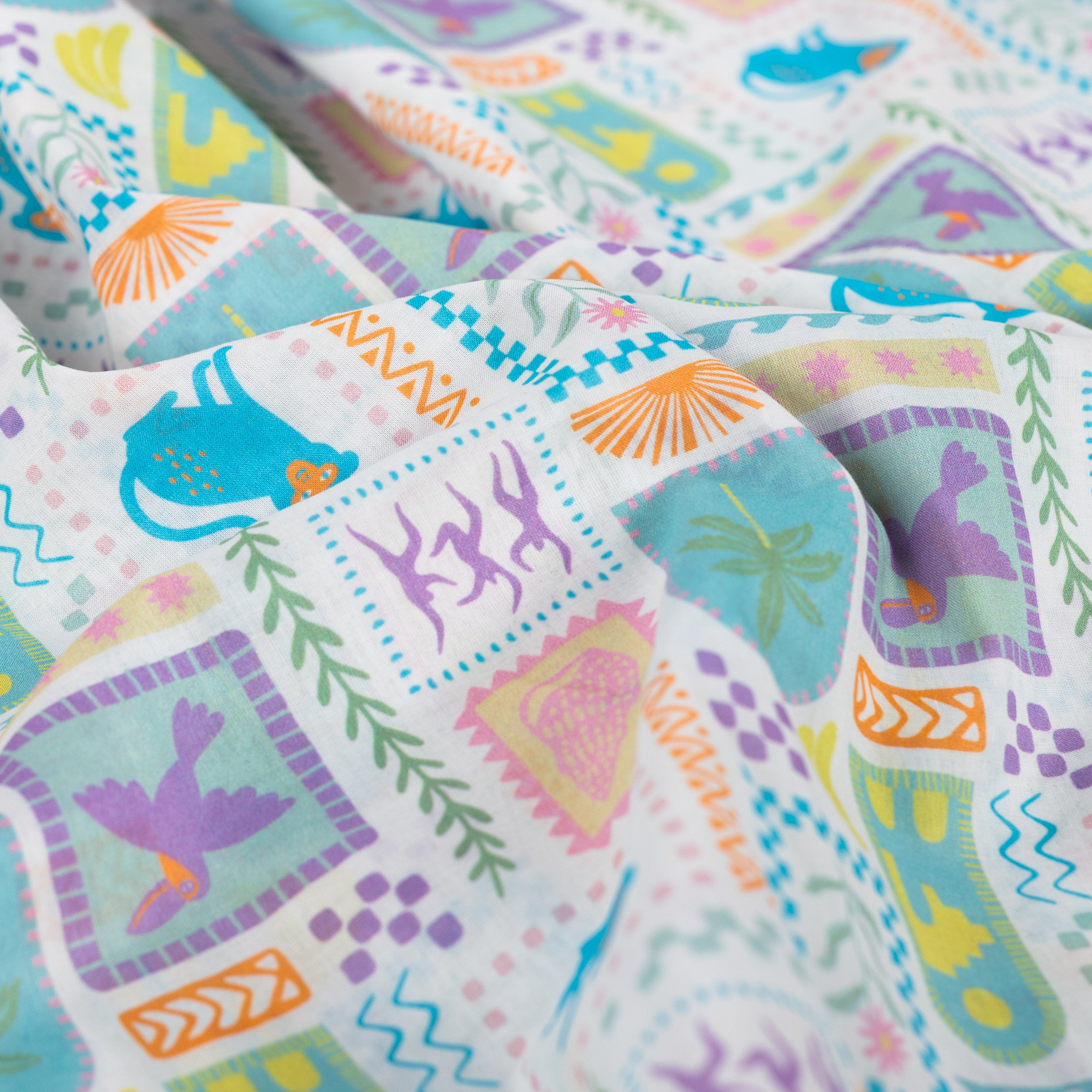 Holiday Postcard Stamps Cotton Voile