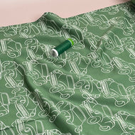 REMNANT 0.97 Metre - Cars in Green Peach Soft Cotton Sweat-shirting Fabric