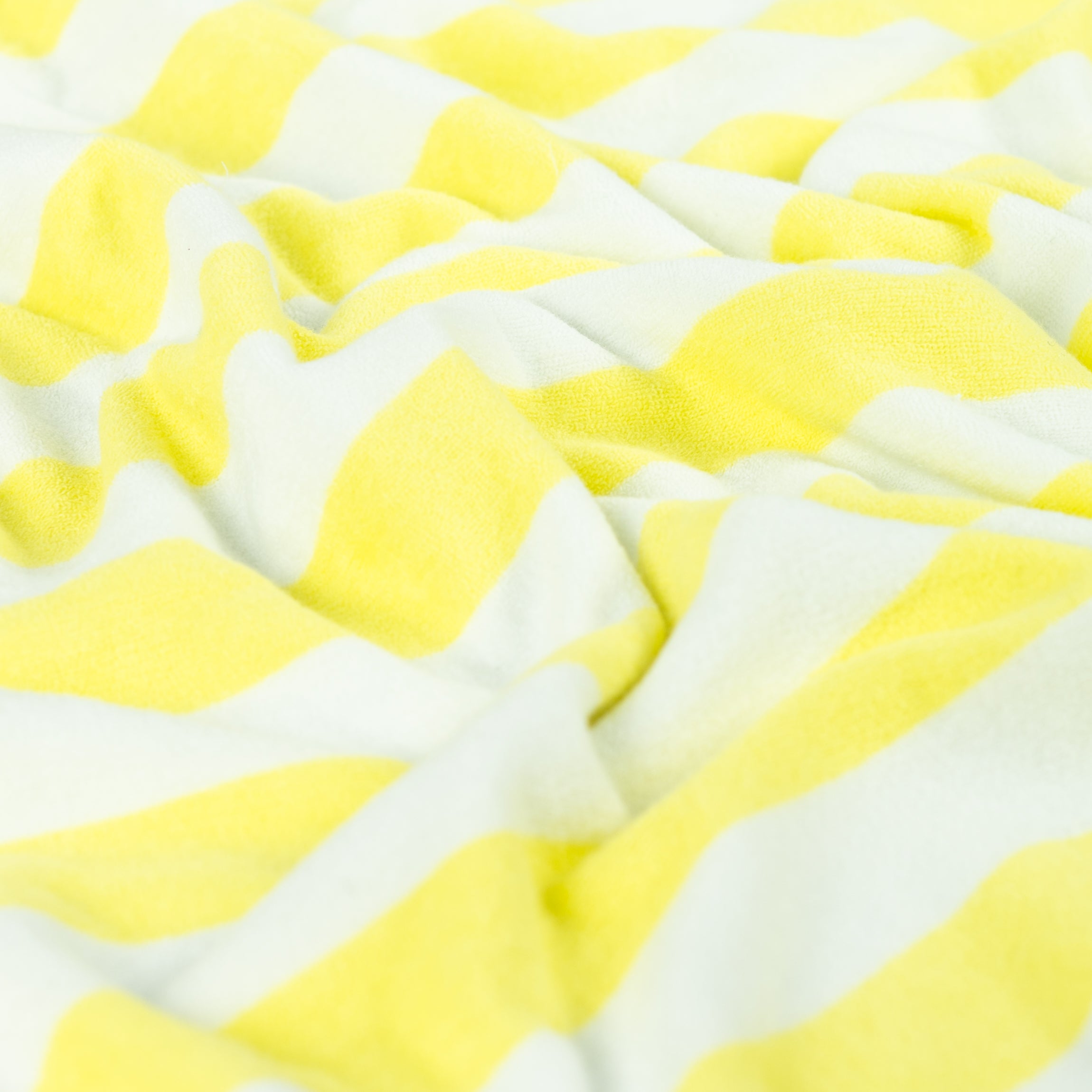 Cotton Towelling Terry Yellow Stripes on White