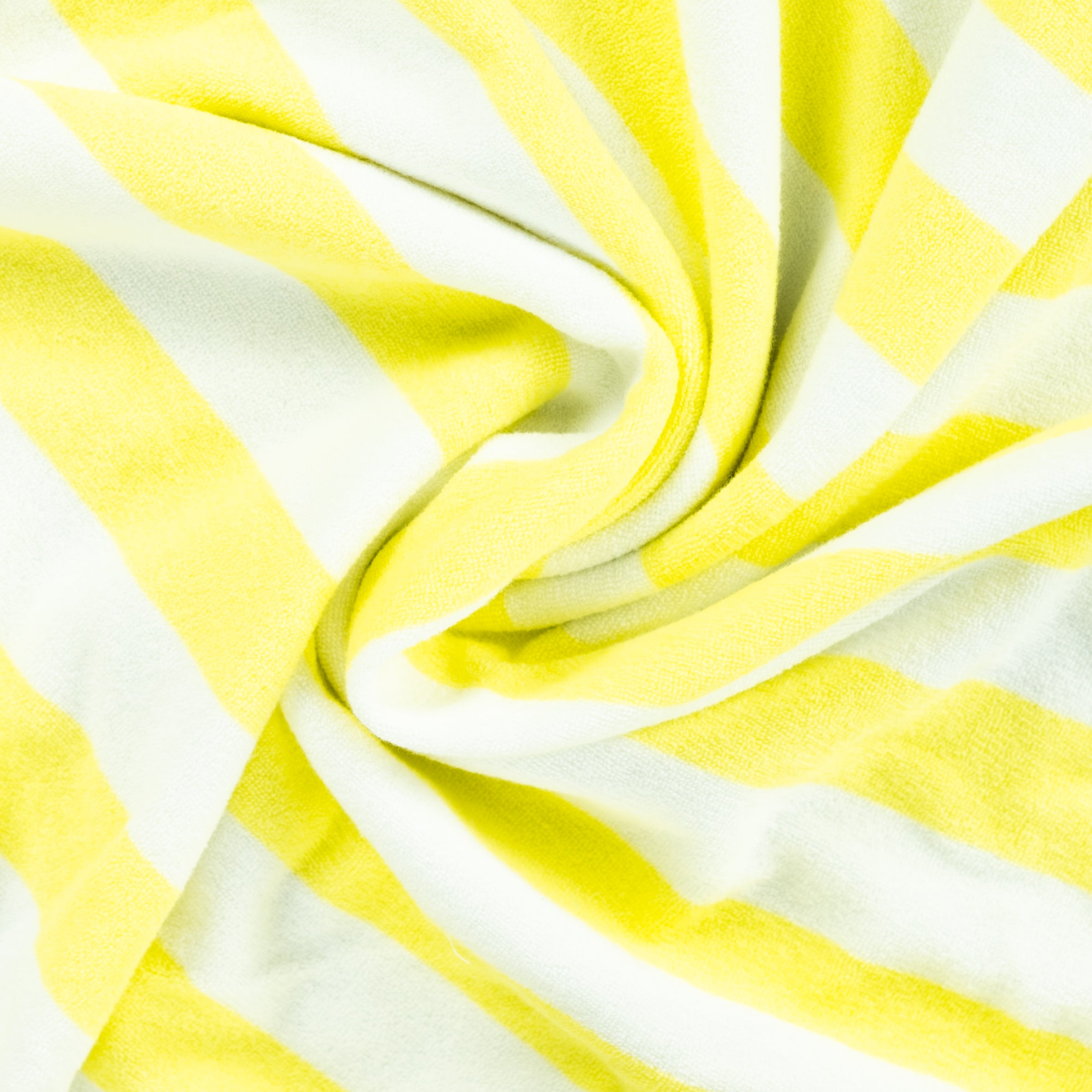 Cotton Towelling Terry Yellow Stripes on White