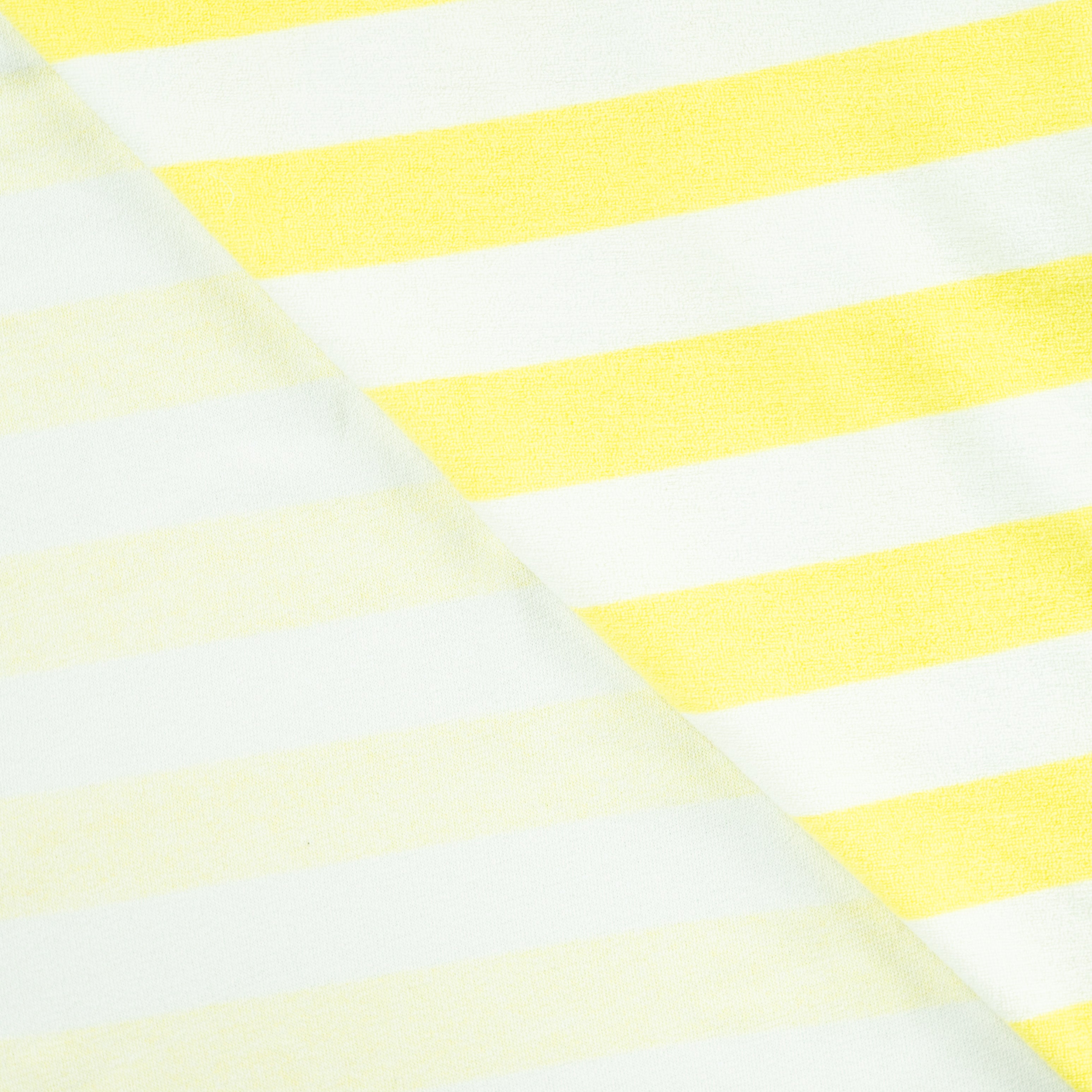 Cotton Towelling Terry Yellow Stripes on White
