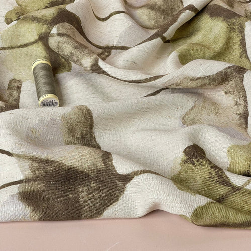 Olive Gingko Viscose Linen Fabric