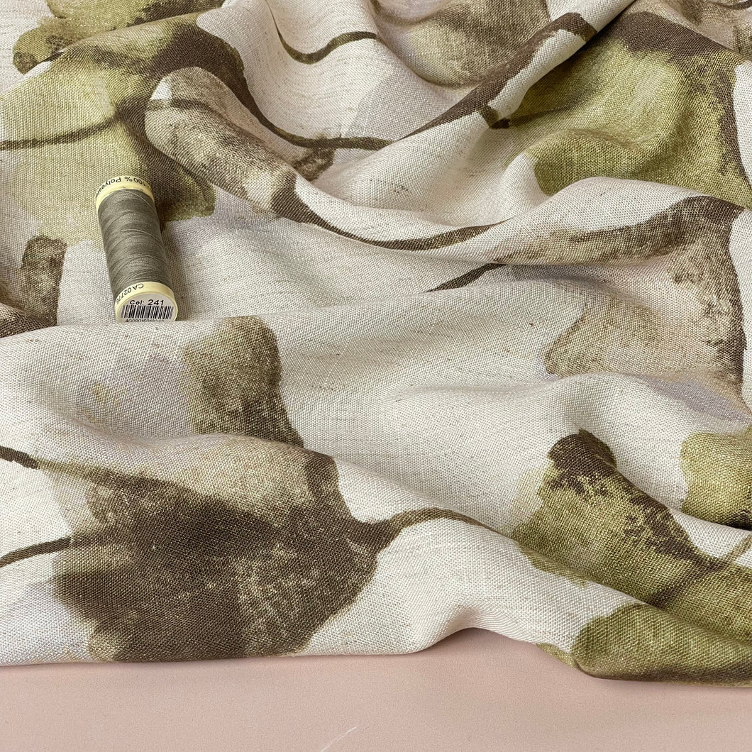 Olive Gingko Viscose Linen Fabric