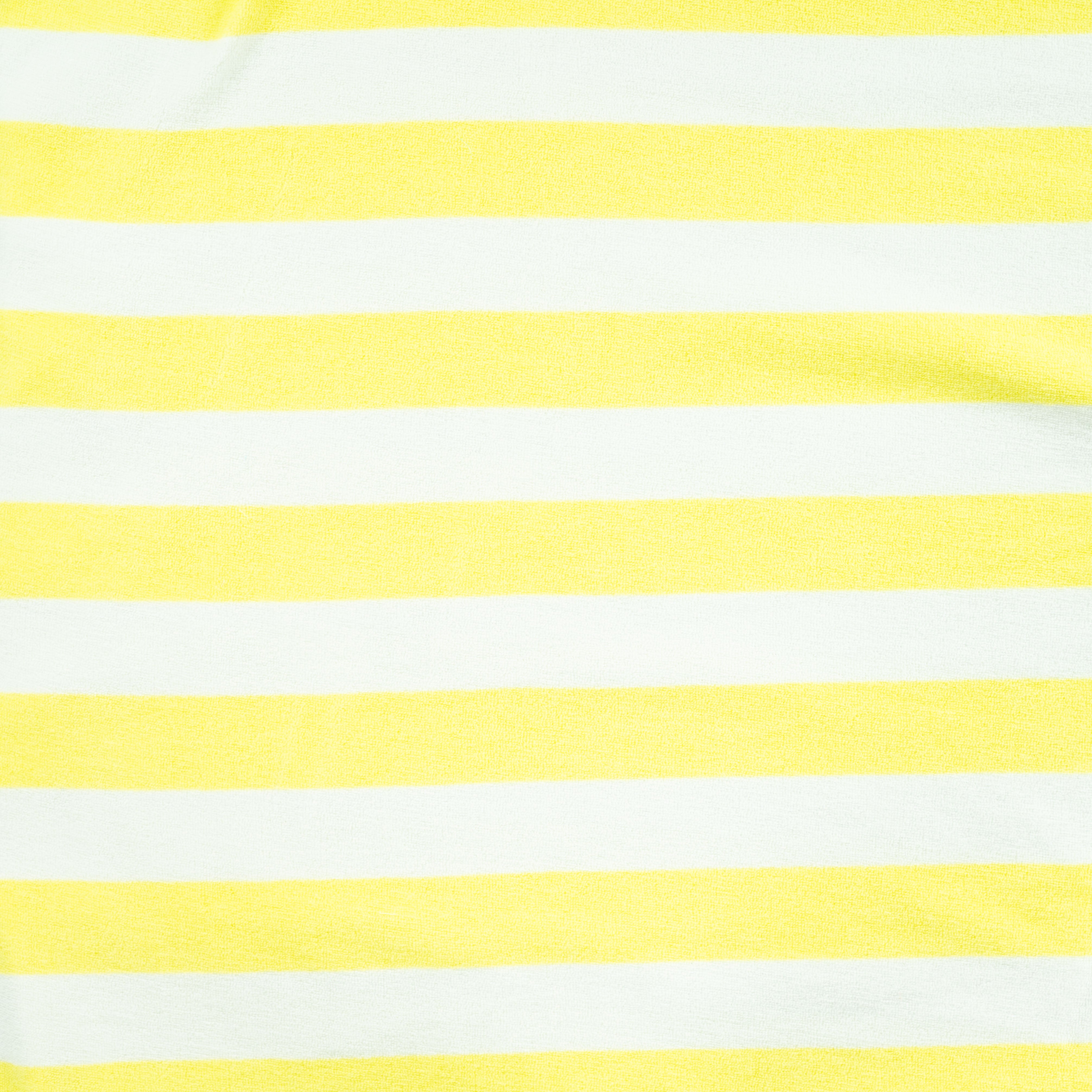 Cotton Towelling Terry Yellow Stripes on White