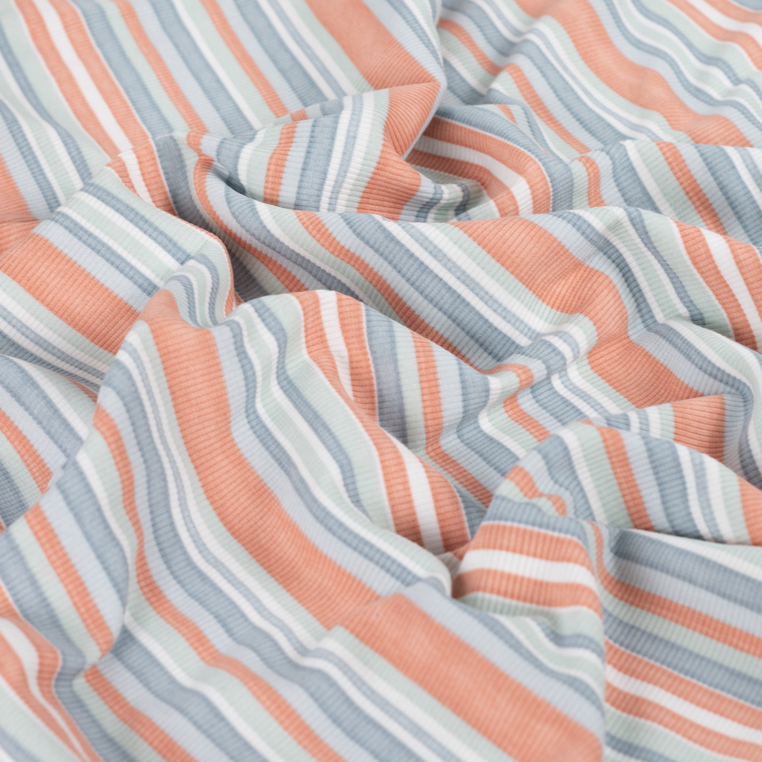 Coral Stripes Cotton Ribbed Jersey