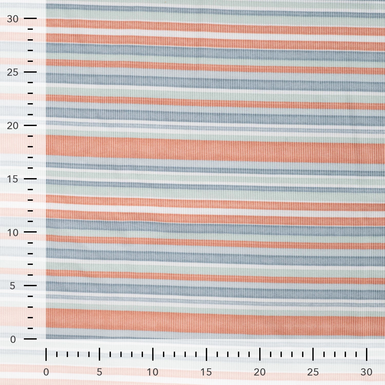 Coral Stripes Cotton Ribbed Jersey