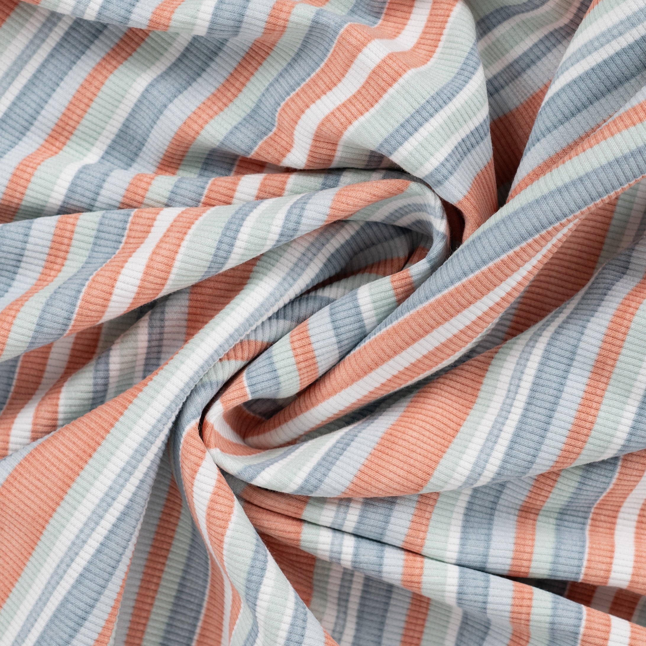 Coral Stripes Cotton Ribbed Jersey
