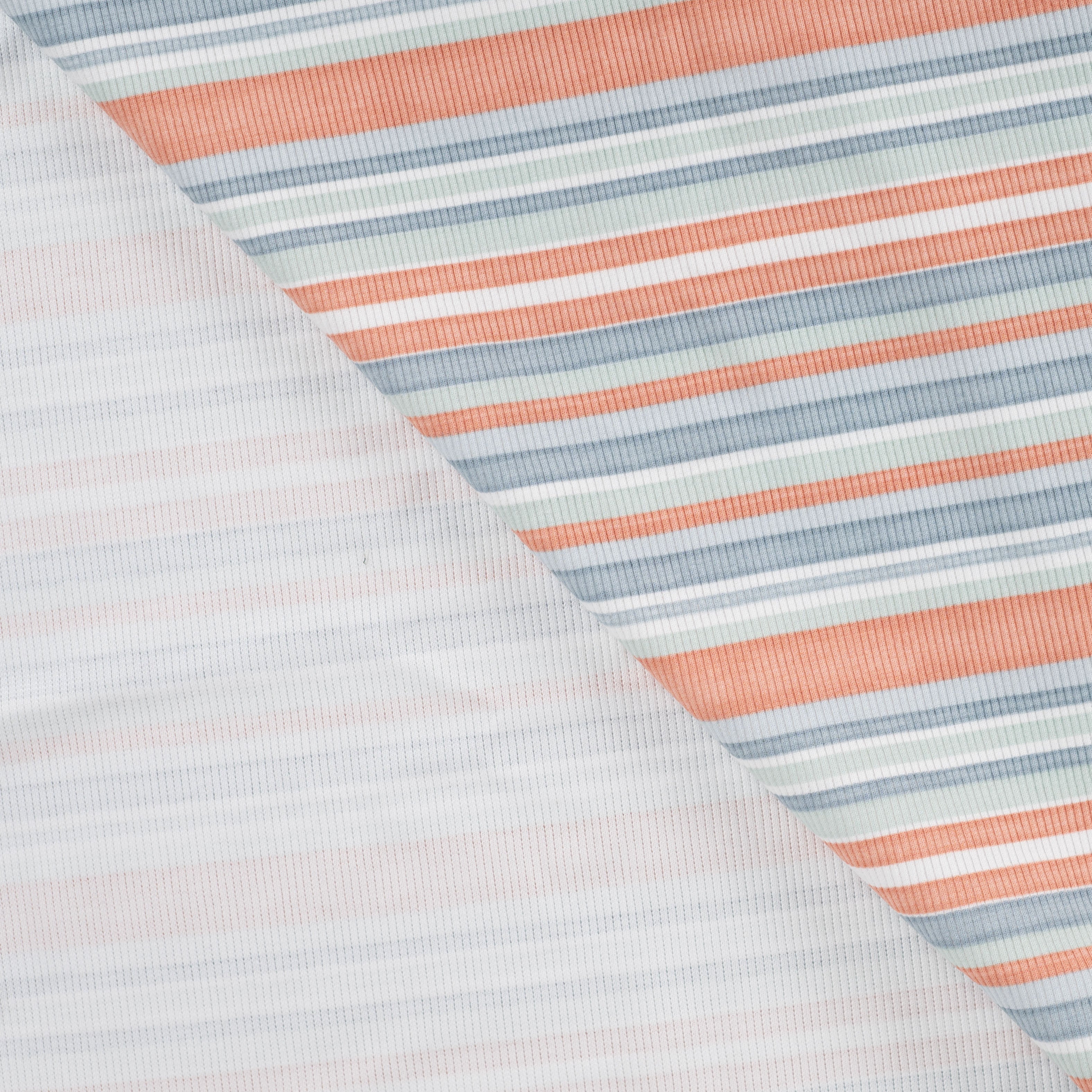 Coral Stripes Cotton Ribbed Jersey