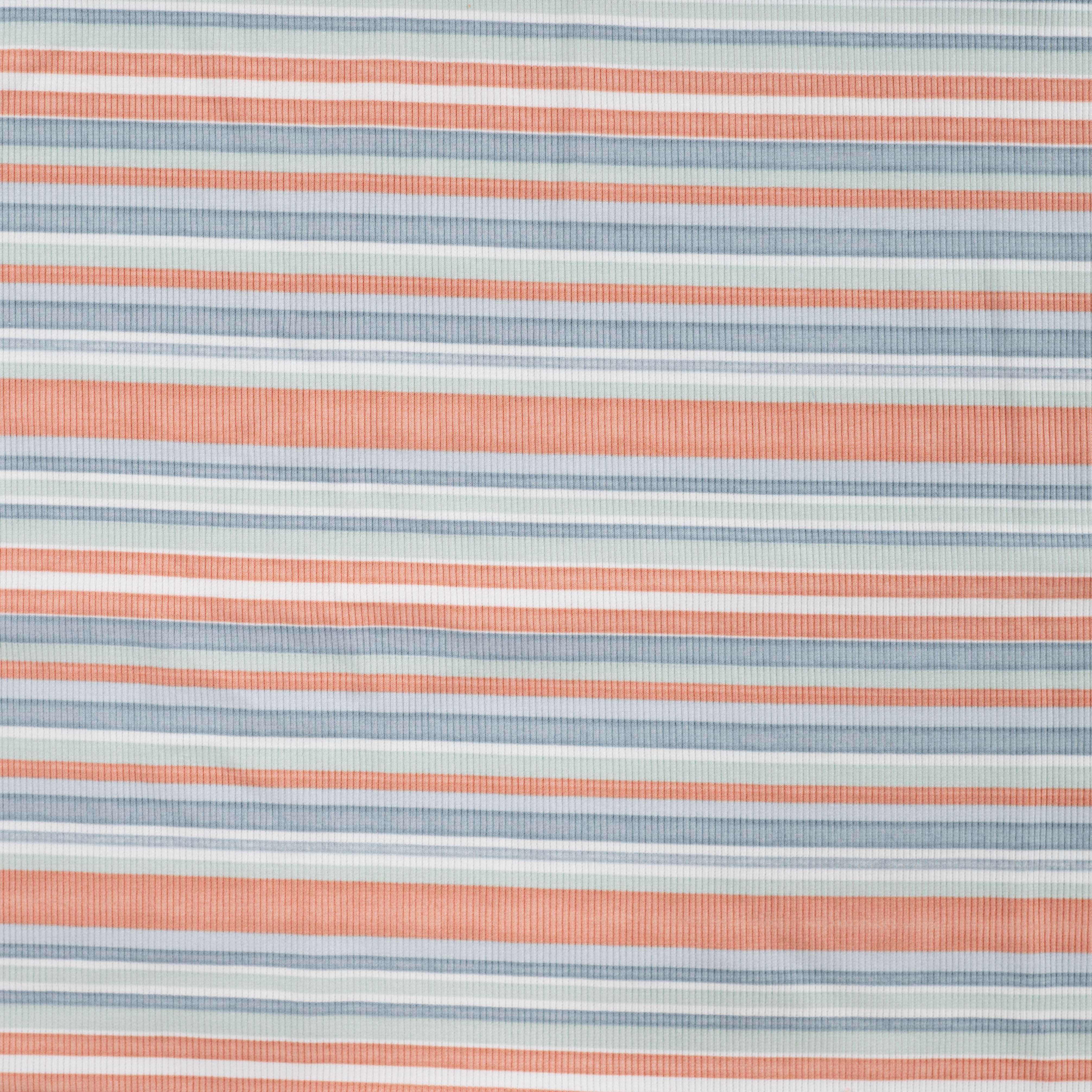 Coral Stripes Cotton Ribbed Jersey