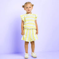Cotton Sponge Terry Yellow Stripes on White