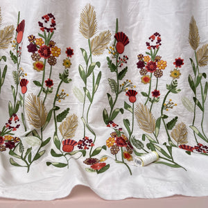 Floral Border Embroidered Cotton Fabric